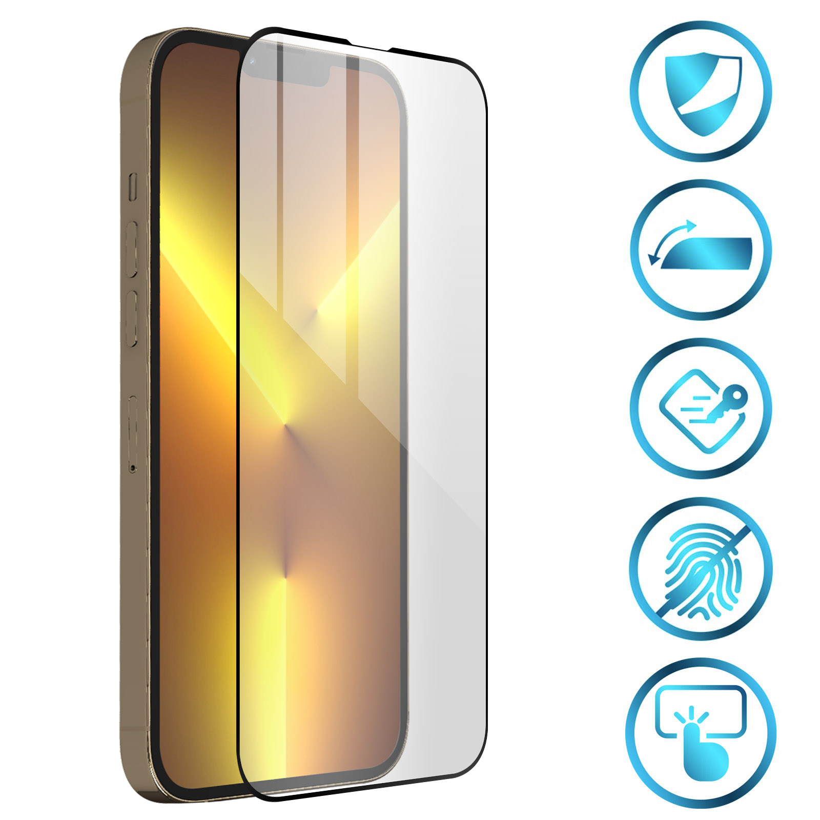 Protezione dello schermo in vetro temperato premium per Apple iPhone 13/13 Pro, trasparente - The Kase