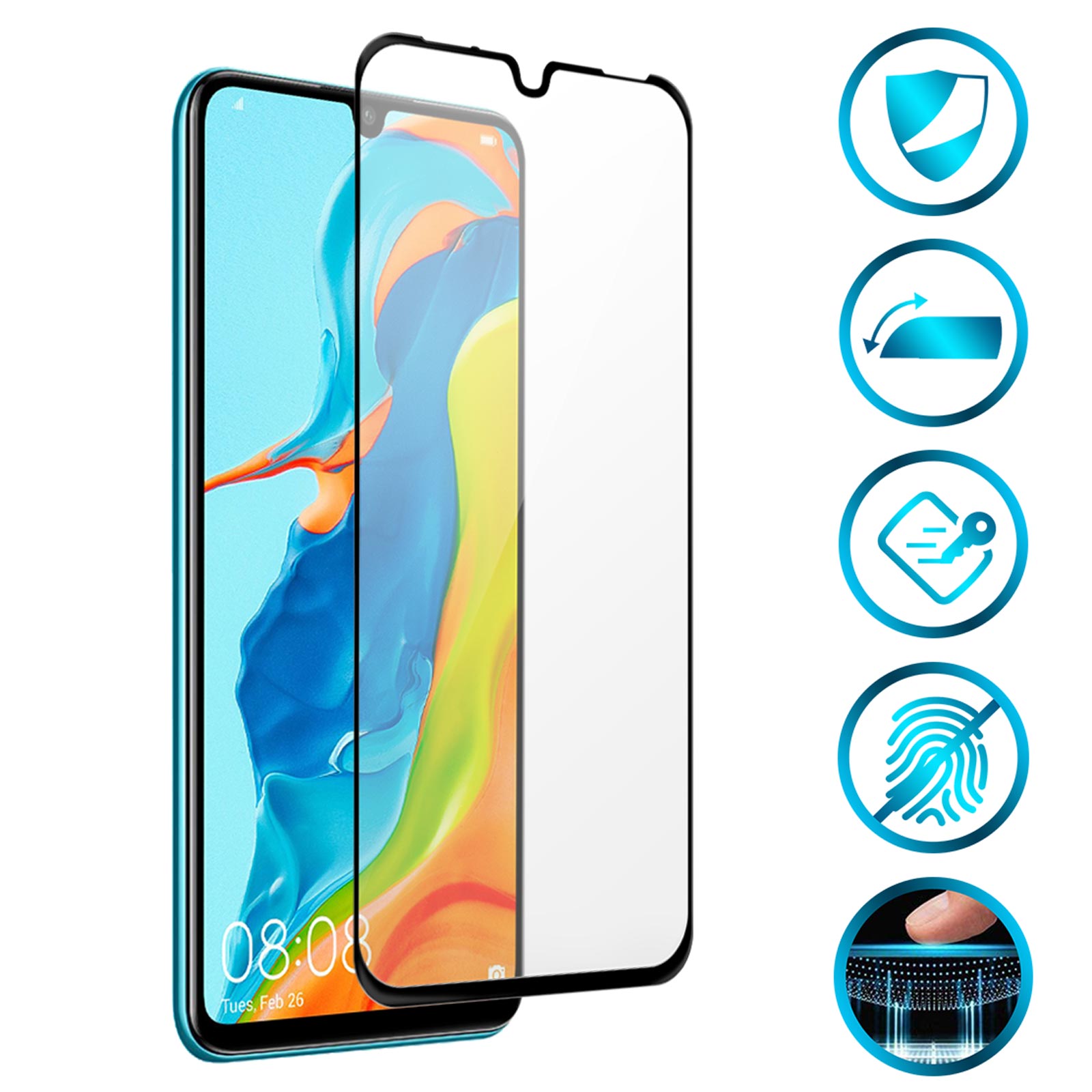 Protection écran En Verre Trempé Pour Huawei P30 Lite – Transparent, Anti-rayures Et Anti-chocs, Neuve, Facile à Poser