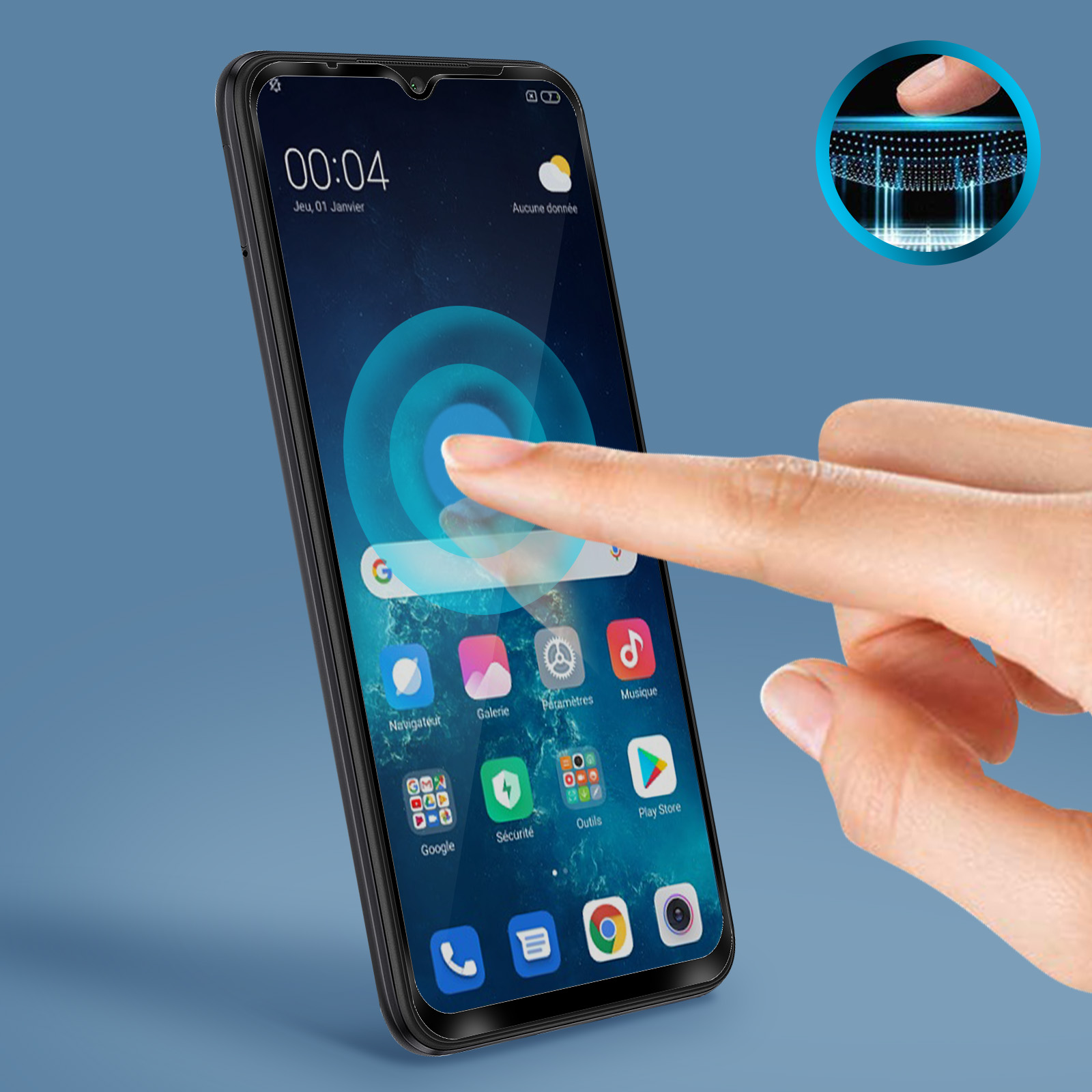 Protection écran Verre Trempé Pour Xiaomi Redmi 9/9A/9C - Noir, Dureté 9H - Neuf Sous Film