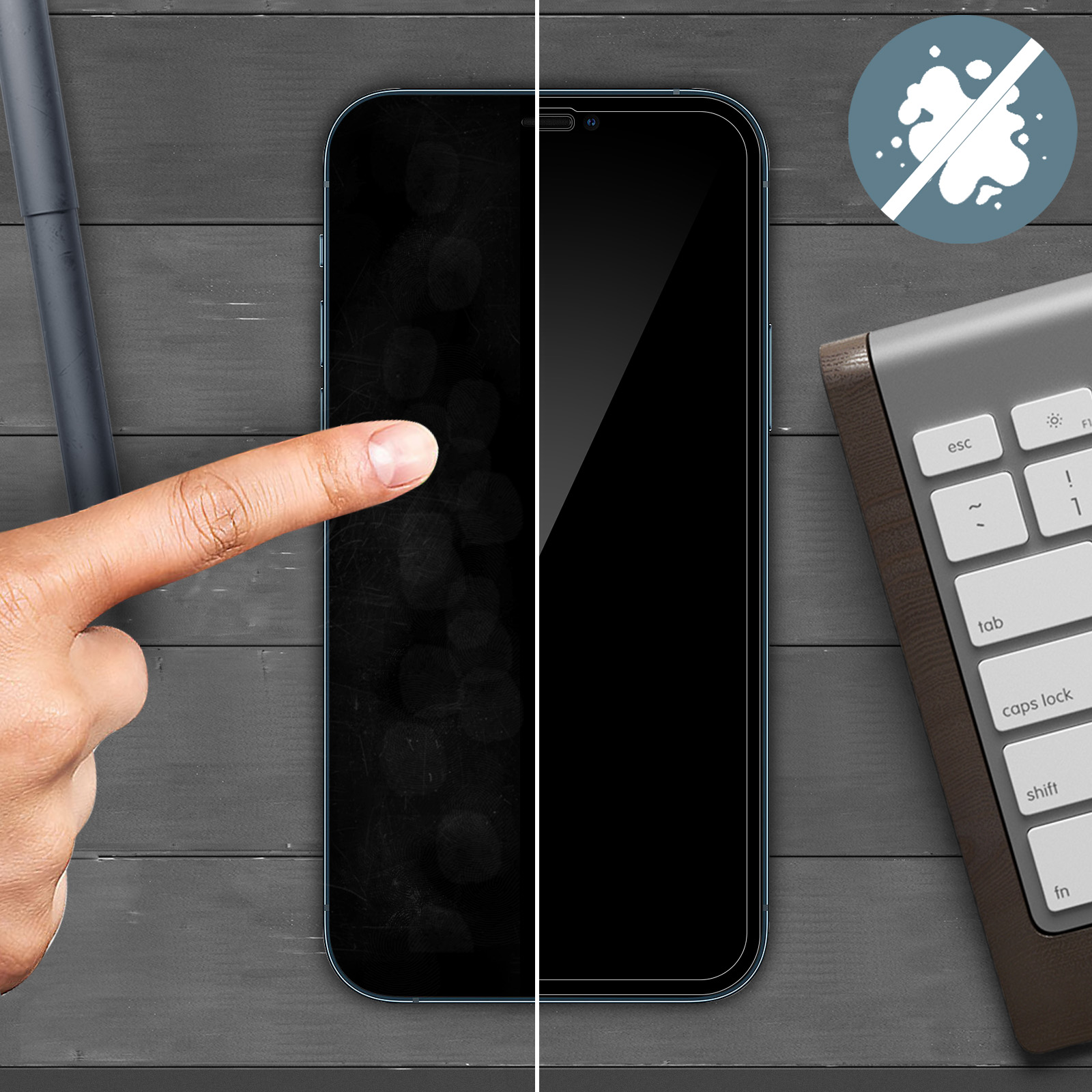 Force Glass Pellicola In Vetro Minerale 9H Per IPhone 12 / 12 Pro - Anti Impronta, Trasparente, Con Kit Applicazione