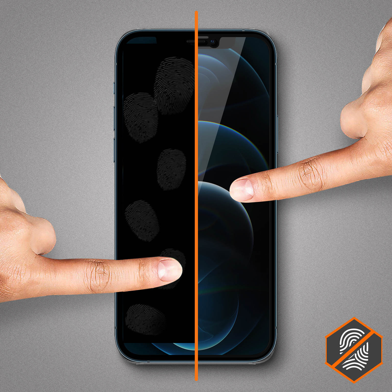 Force Glass Pellicola In Vetro Minerale 9H Per IPhone 12 / 12 Pro - Anti Impronta, Trasparente, Con Kit Applicazione