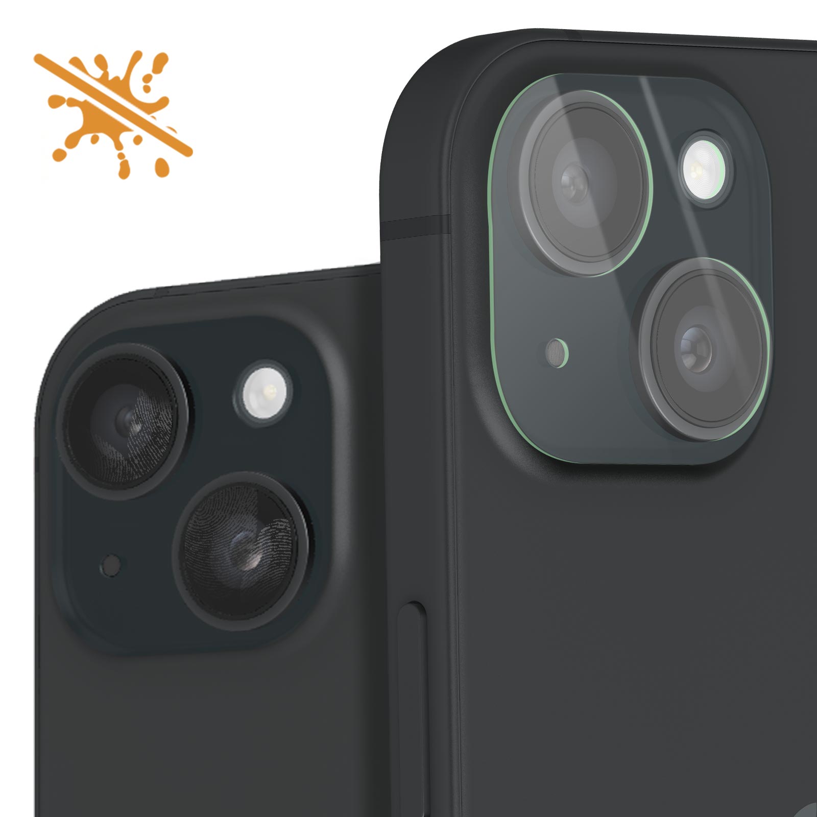 MiRowy Protezione Fotocamera Con Telaio In Metallo Per IPhone 15 / 15 Plus - Vetro Temperato 9H Anello Nero - Antigraffio