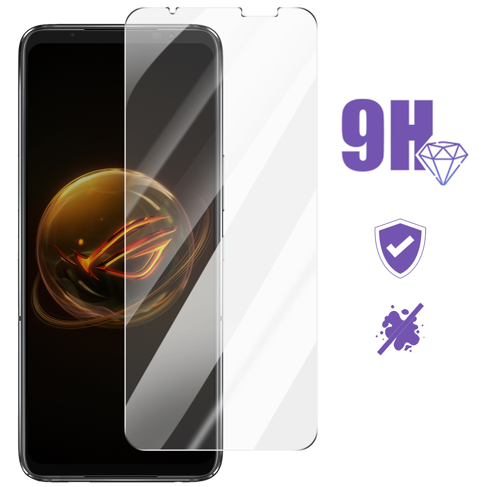 Ibywind Vetro Temperato per ASUS Rog Phone 6 5G/Phone 6 PRO 5G 6,78,con Protezione della Fotocamera in Metallo,Nessuna Bolla,Facile da installare