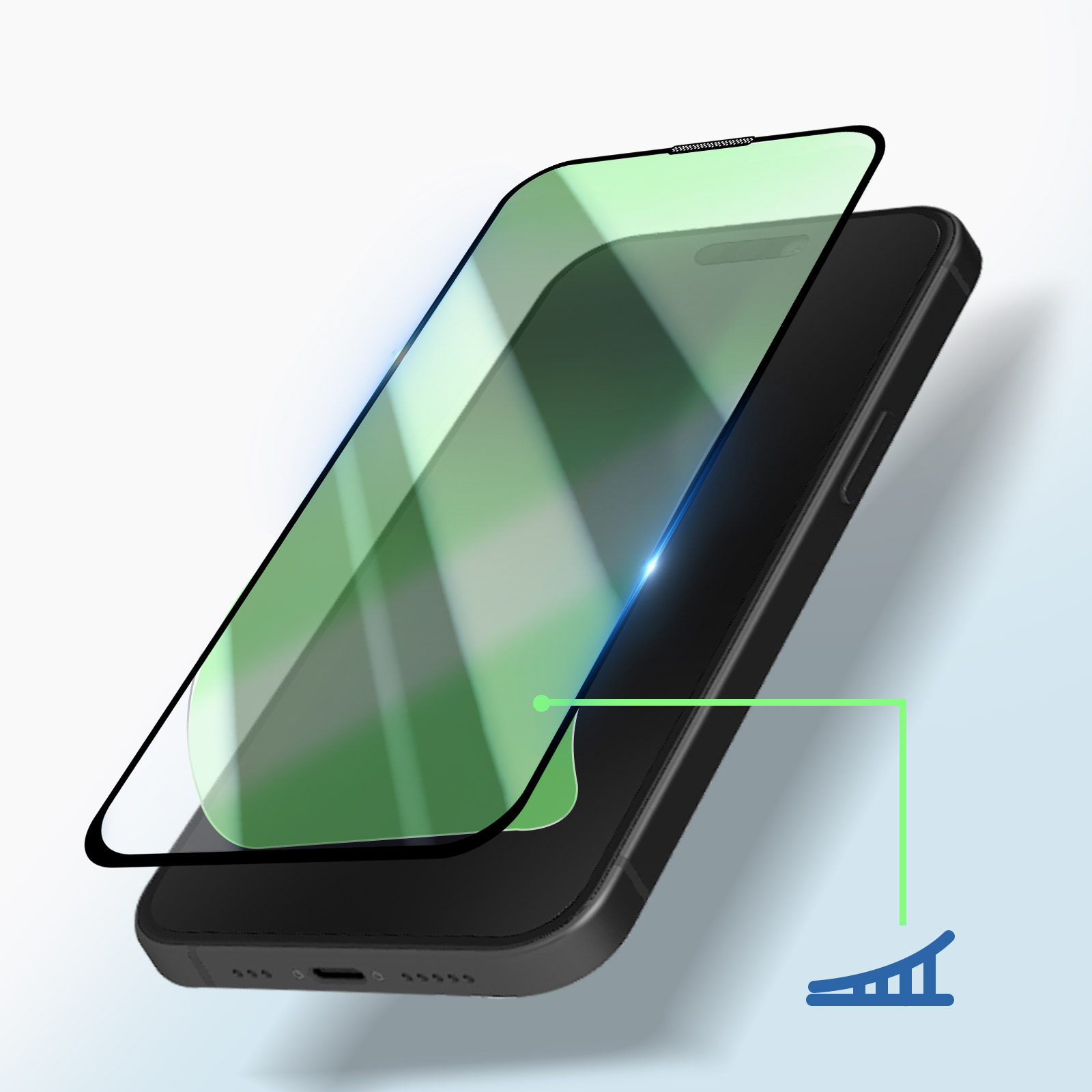 Vetro temperato per iPhone 15 Pro Max, adesione totale Full Glue 5D, bordo smussato nero - Italiano