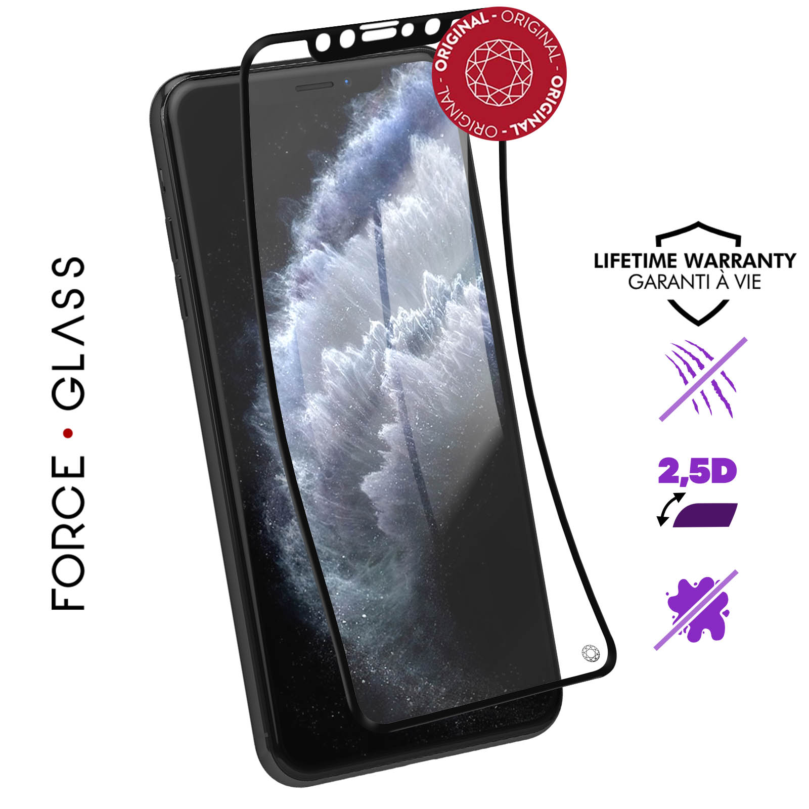Protection D'écran Pour Smartphone Forceglass Original 2,5D Verre