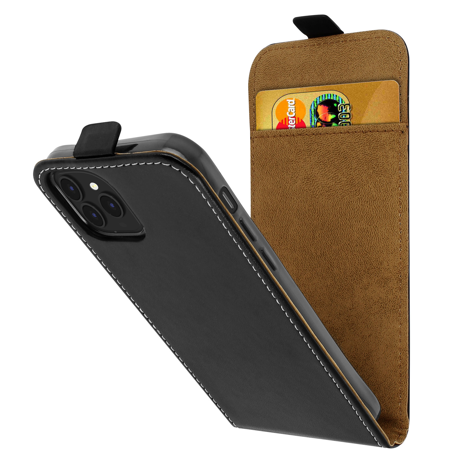 Coque Portefeuille Ganbary Pour IPhone 12 Et 12 Pro – Cuir PU, Rabat Magnétique, Porte-cartes, Support, Protection Antichoc – Noir