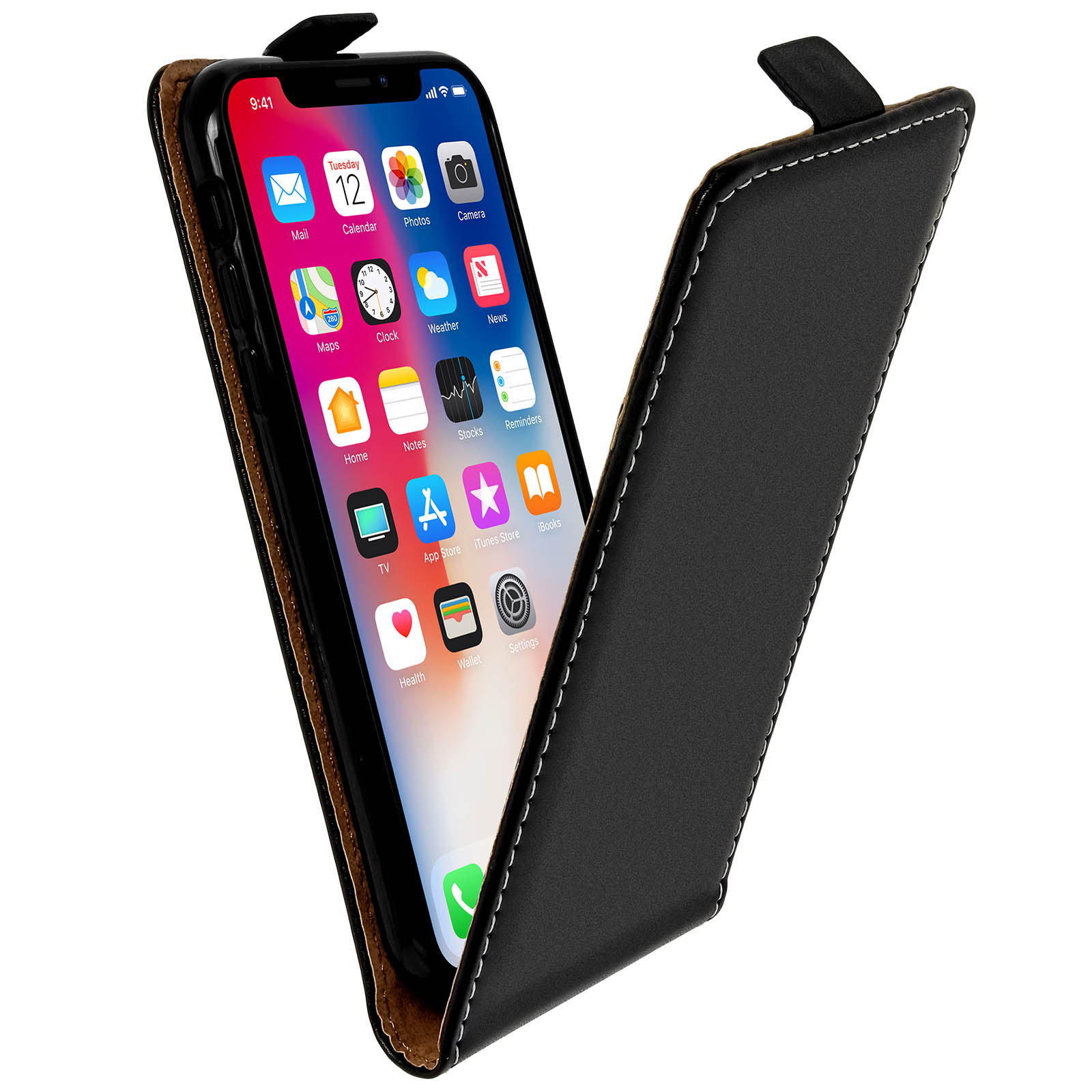 Suncase Custodia In Vera Pelle Per IPhone X / XS – Fatta A Mano – Colore Nero - 4