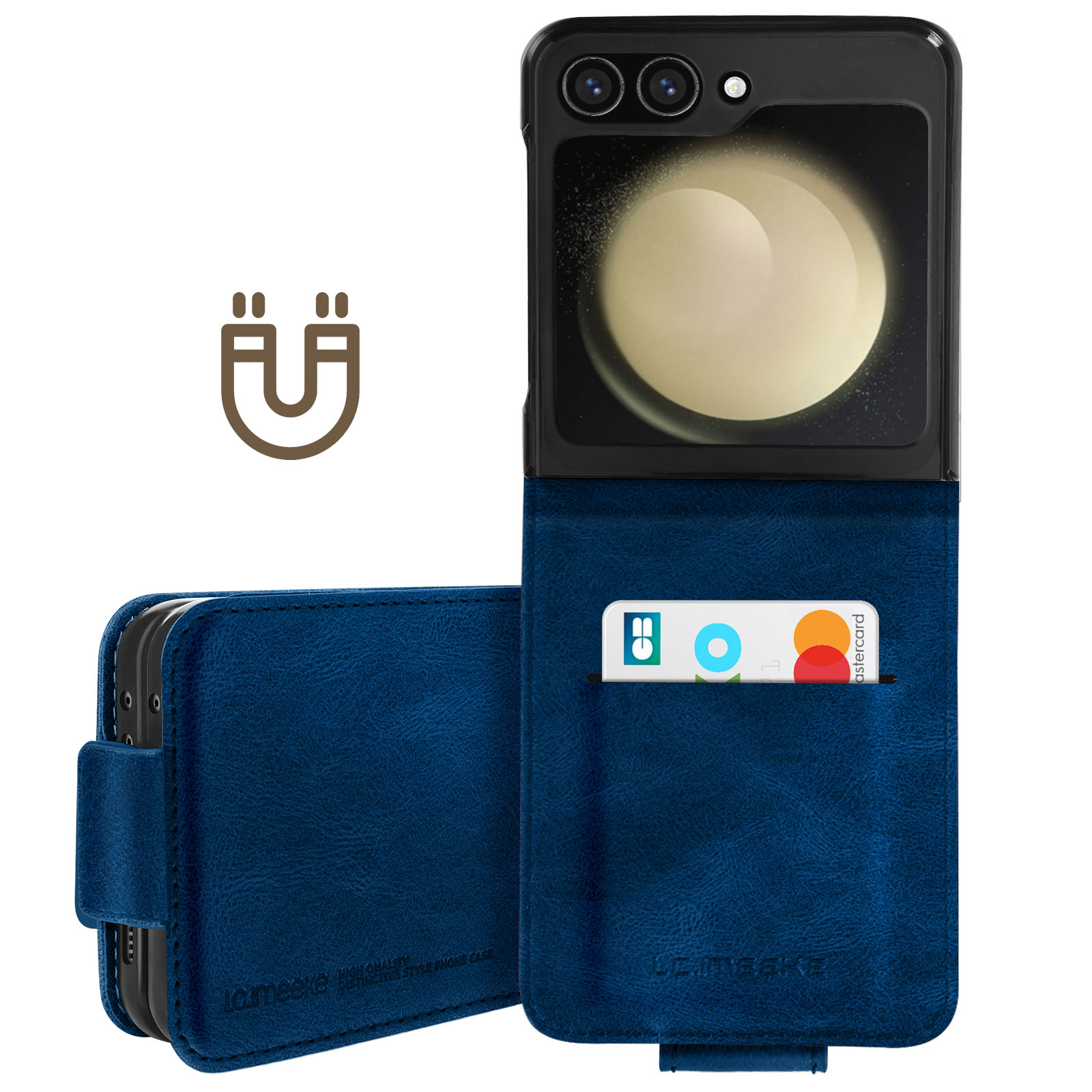 Coque Magnétique Qi2 Pour Samsung Z Flip 6 - Ultra Fine, Protection Caméra, Bleu Marine - 8