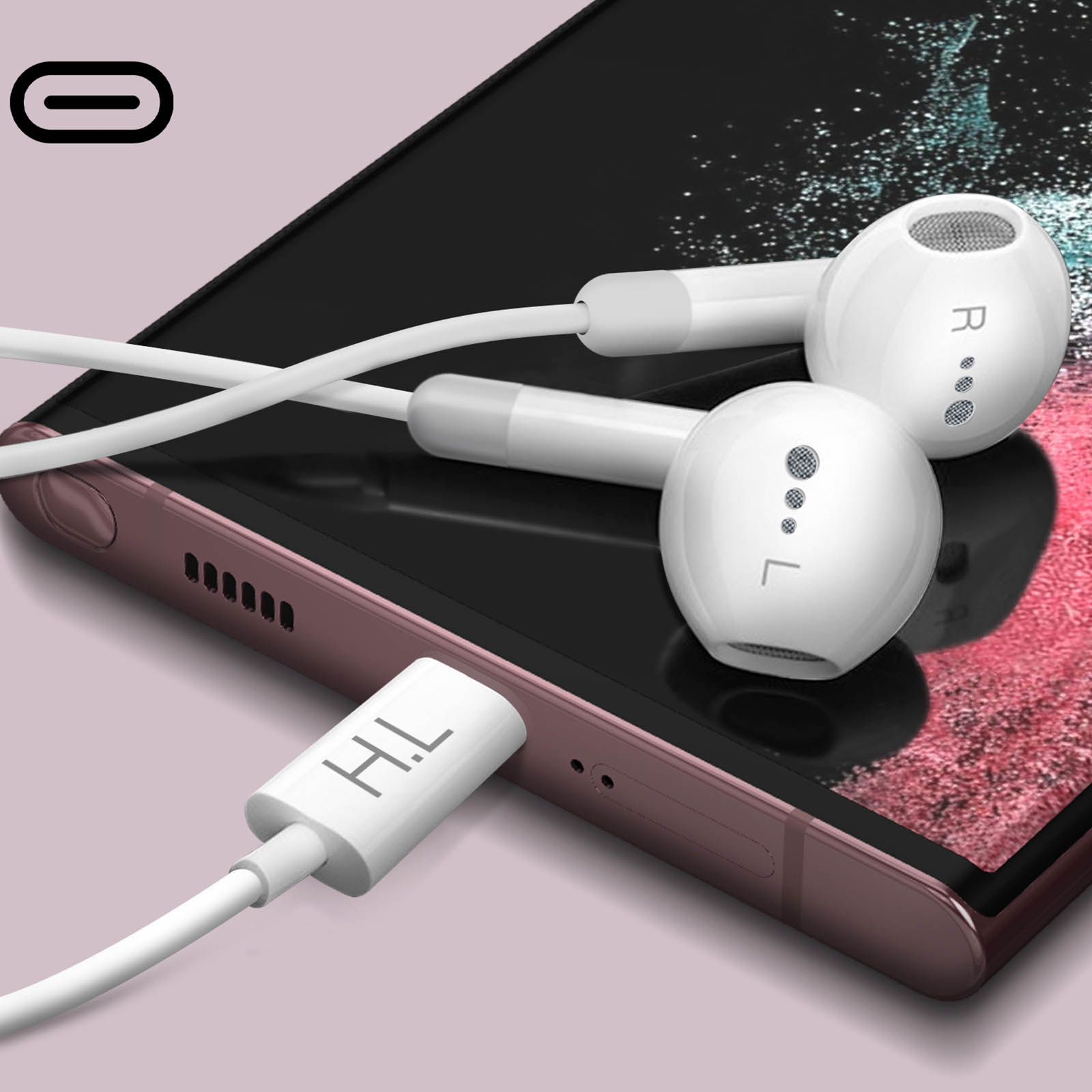 Écouteurs Intra-auriculaires Type-C HTS EP28T-WHT - Blanc - Neuf