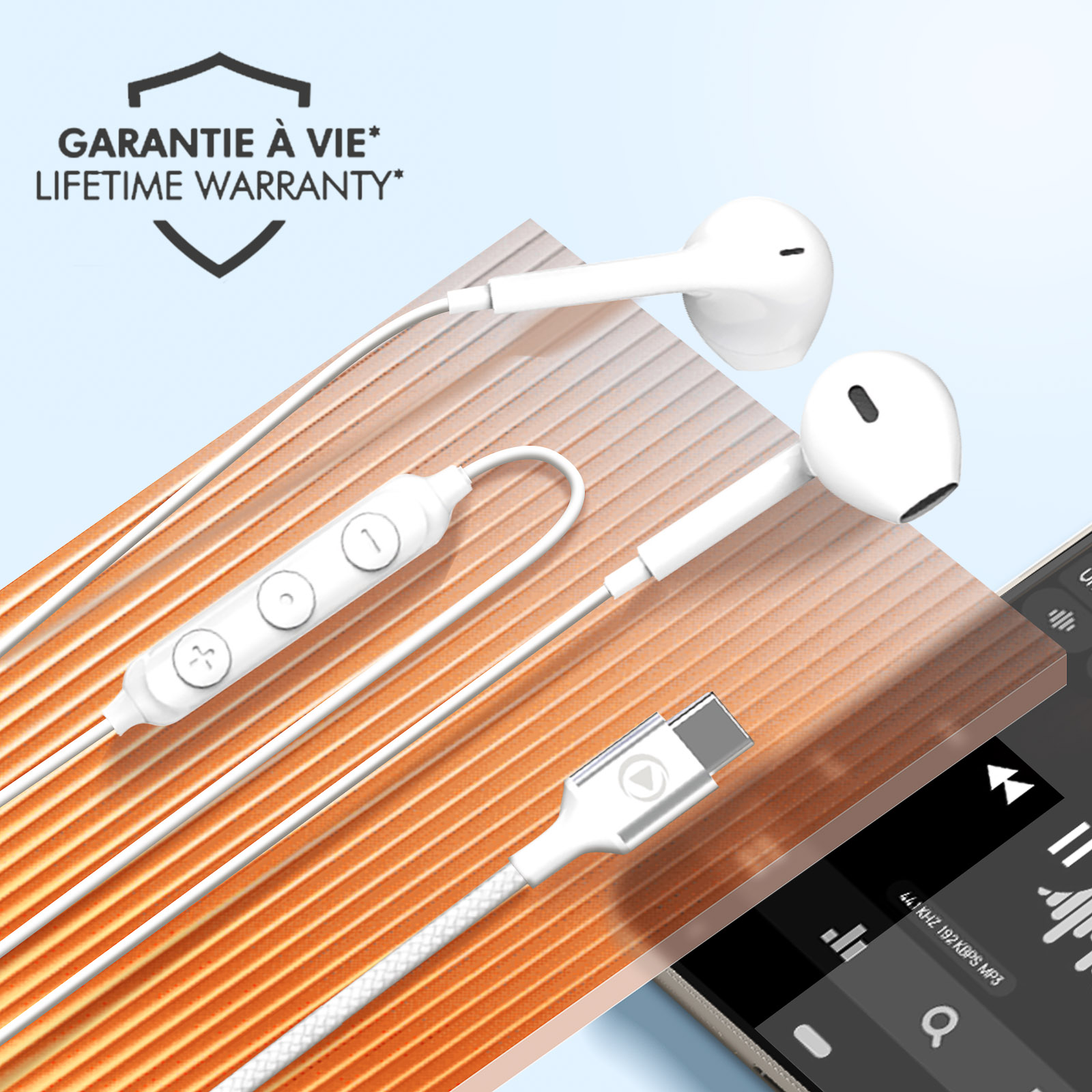 Auriculares con cable tipo C, auriculares intrauriculares USB C para llamadas y música