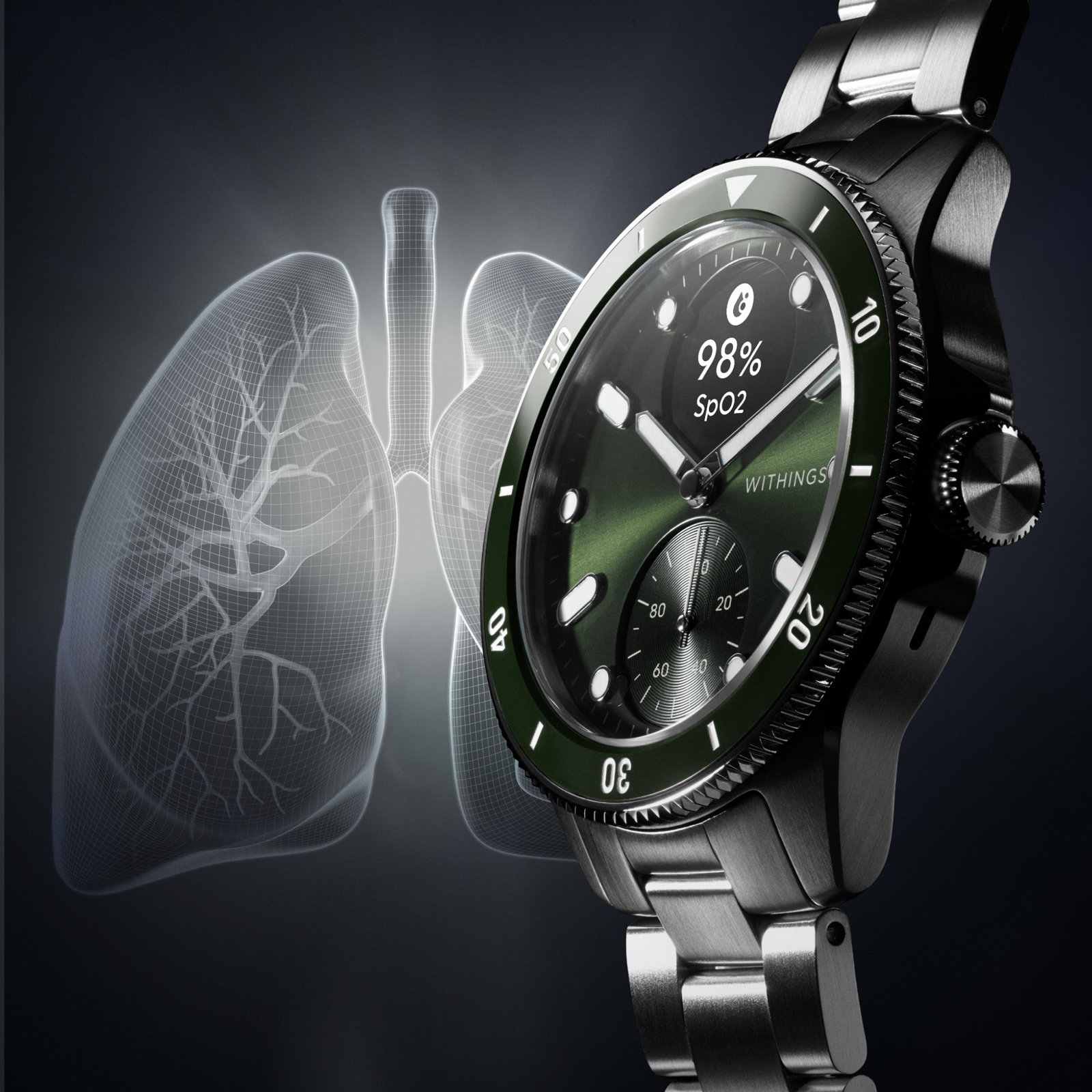 Montre Connecté Santé Withings Waterproof 100m Capteur ECG et SpO2