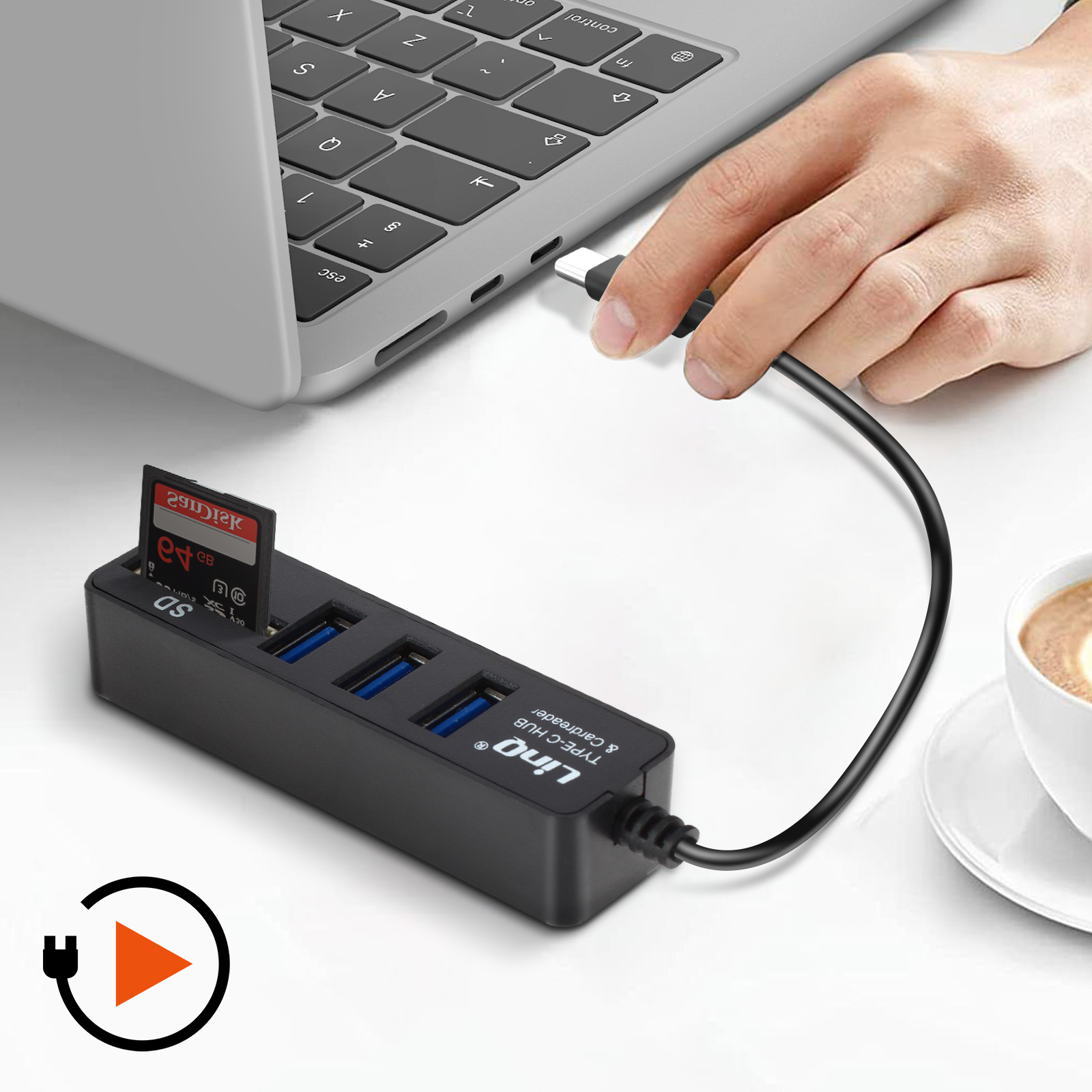 Hub USB 2.0 8 Porte per PC Bianco Linq IT-H808
