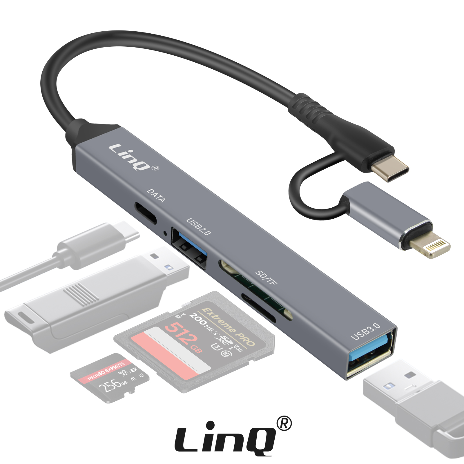 DriverGenius HubStation Lettore Di Schede 4-in-1 USB-C SD 3.0 Con Hub USB 3.0 A 2 Porte – Alluminio, U3CR05