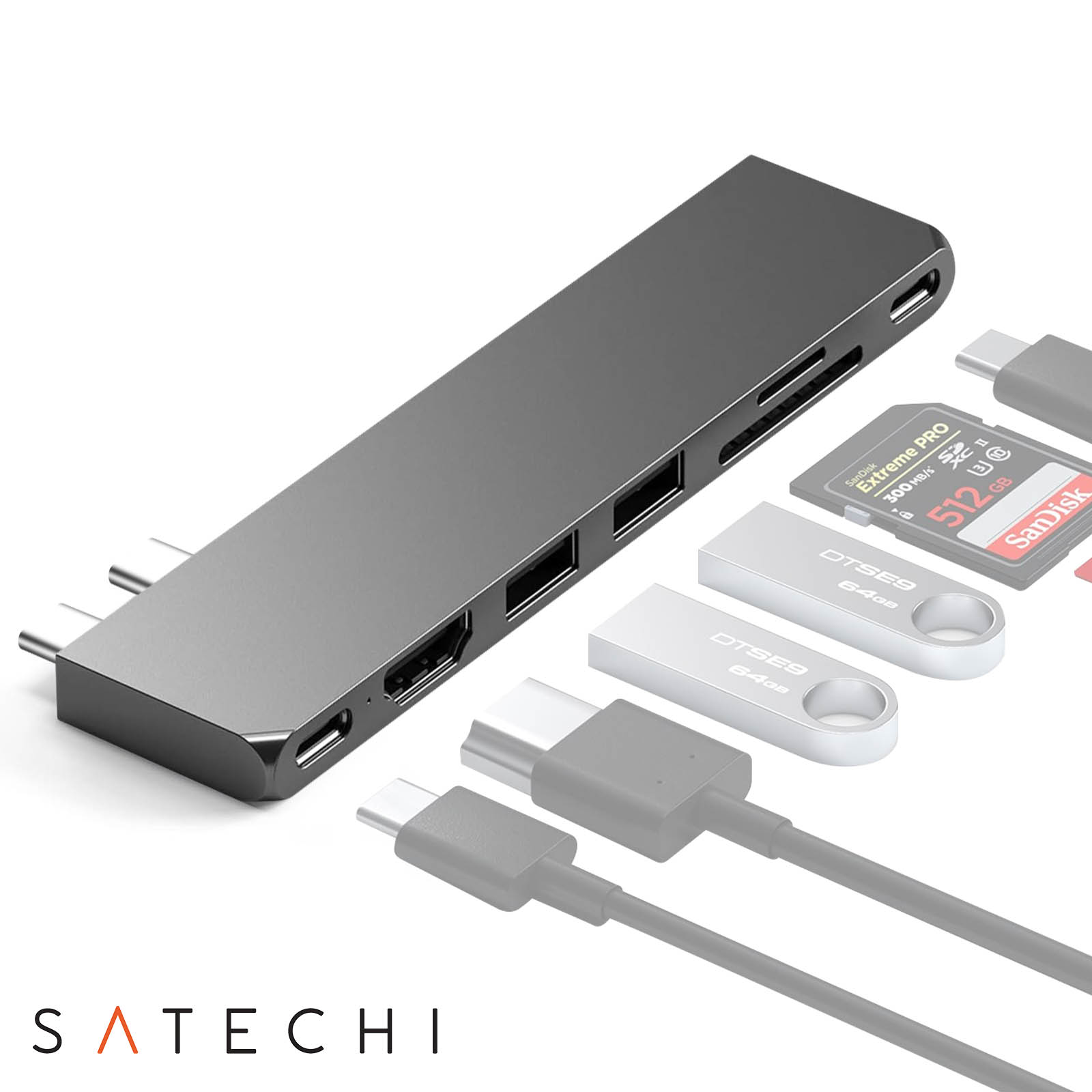 SATECHI USB-C naar HDMI Adapter, 4K@60Hz, voor MacBook Air en Pro M5 M4 M3, iPad Pro, iPhone 17, 16, 15, Surface, Windows, Spacegrijs SATECHI USB-C naar HDMI Adapter, 4K@60Hz, voor MacBook Air en Pro M5 M4 M3, iPad Pro, iPhone 17, 16, 15, Surface, Windows, Spacegrijs