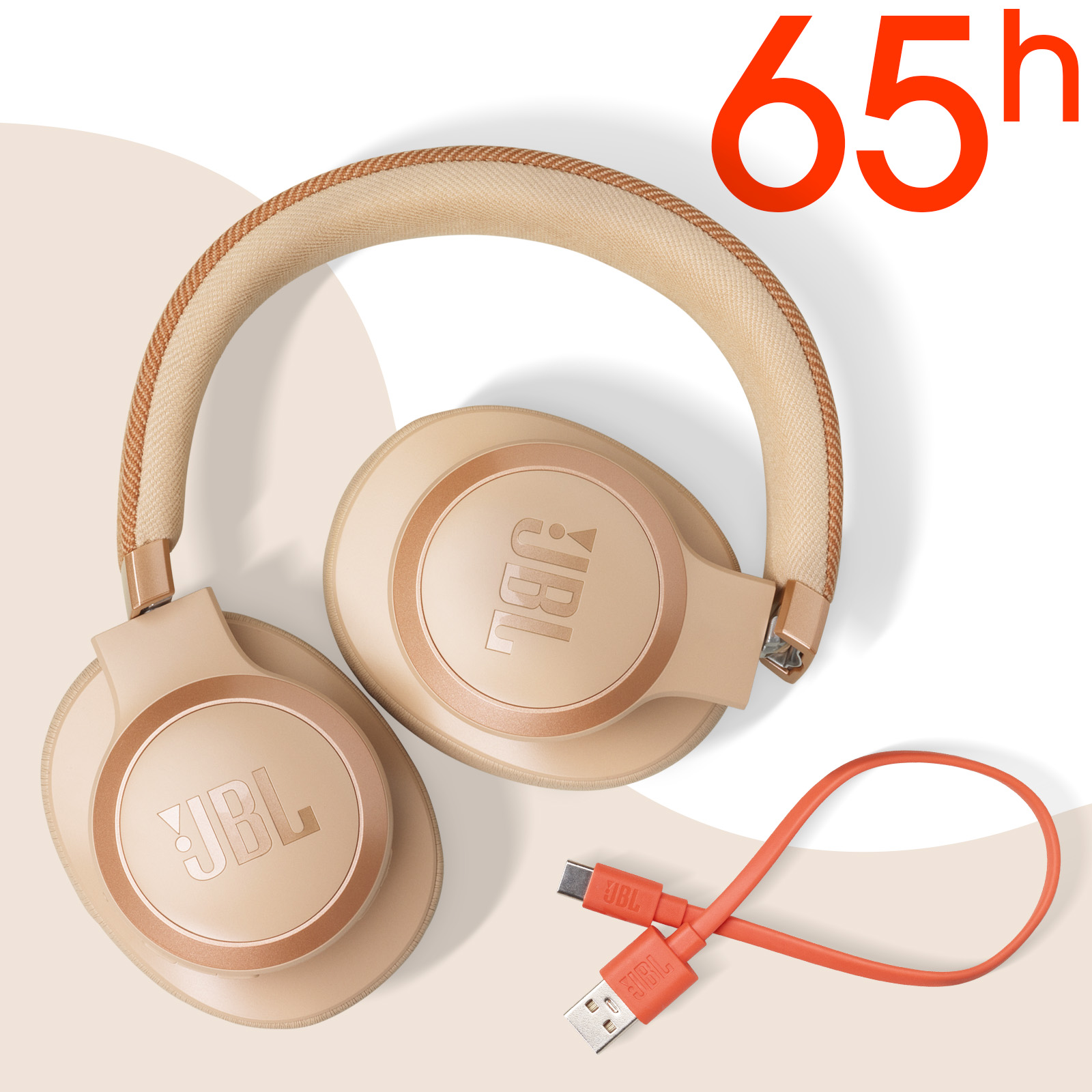 JBL Live 770NC ゴールド JBL LIVE 770NC Wireless Over Ear Noise Cancelling Headphone Bundle