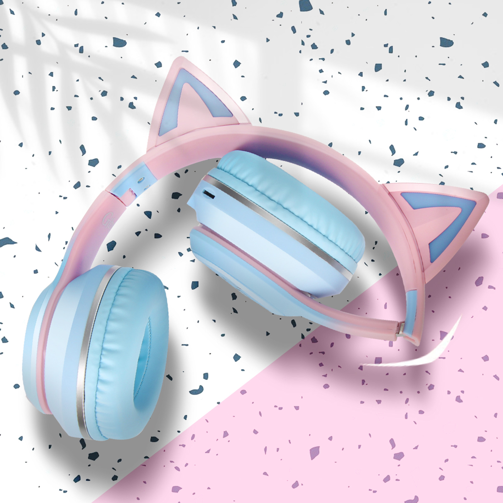 Sendowtek Cuffie Bluetooth per Bambini, Sopra l'orecchio con Luci Lampeggianti Microfono Staccabile Cuffie Senza fili per Adulti Ragazze Telefoni Tablet