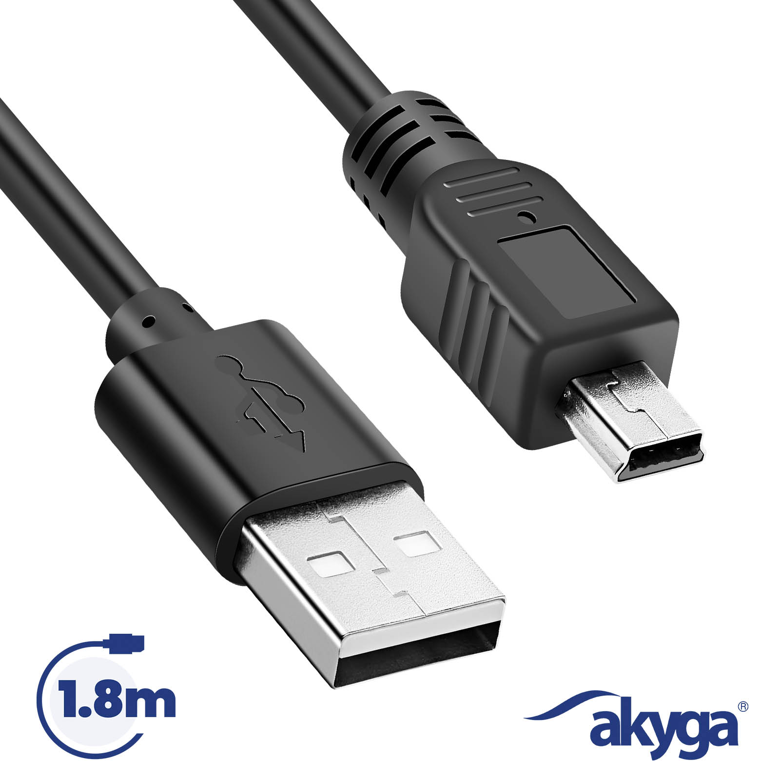 AKYGA Cavo USB 2.0 Tipo A-M – 1,8 Metri, Nero, Cavo Di Prolunga/adattatore Per Computer E Dispositivi