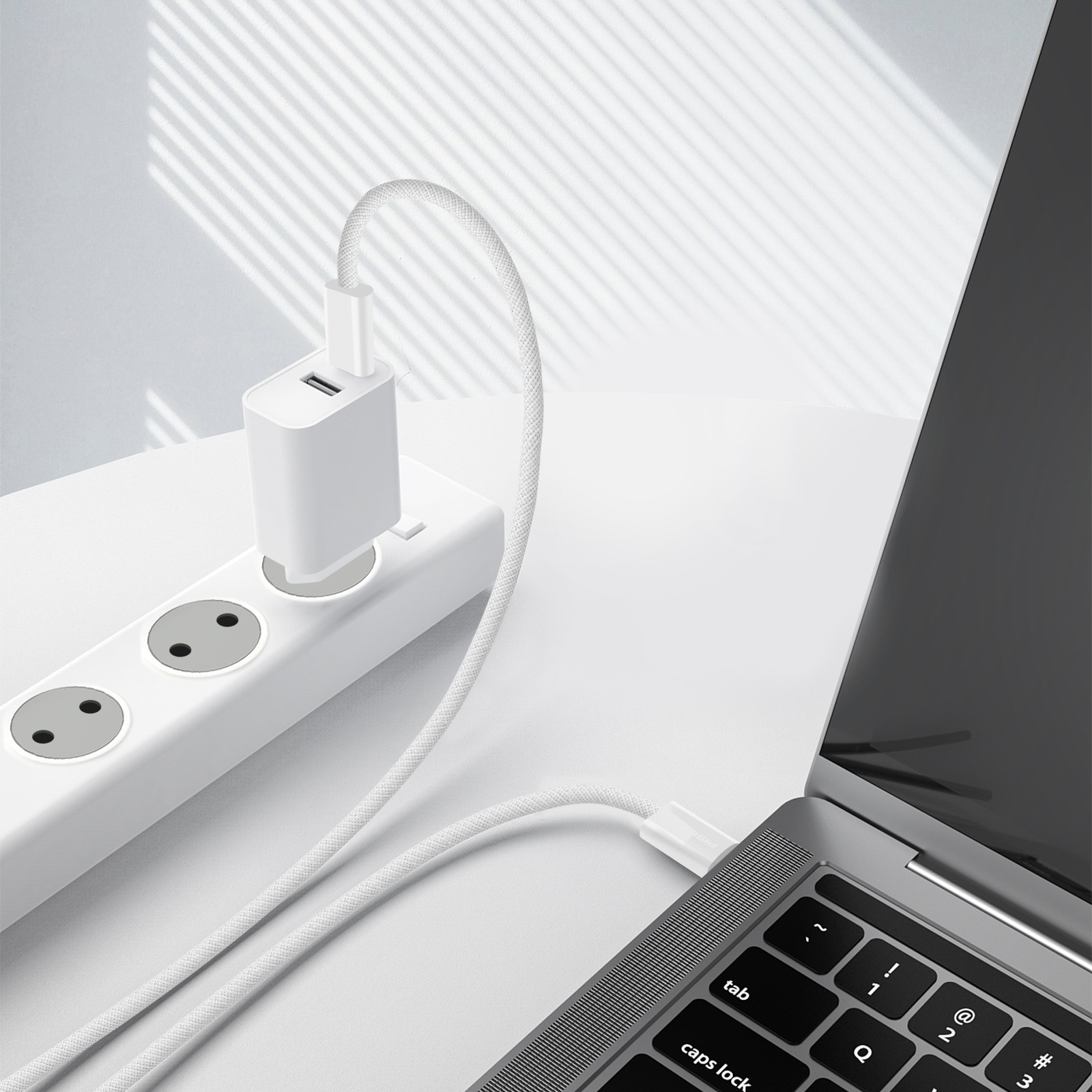 MoKo Cavo USB C A USB C 240W 3 Metri 2 Pezzi - Ricarica Veloce E Dati, Bianco Intrecciato - 4