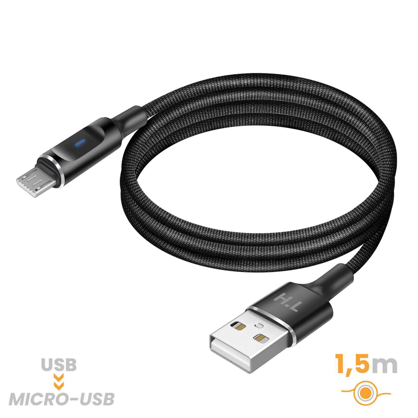 Câble Micro USB 3 Mètres Blanc Pour Huawei Y6 2018 - Neuf - Charge Et Data