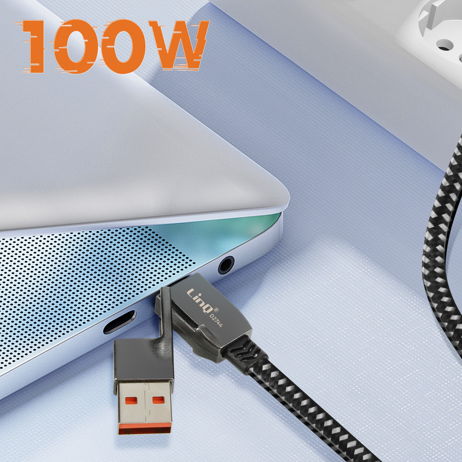 Cavo Usb-c Mt 1 Guaina Intrecciata Colore Vermiglio/Oro/Blu