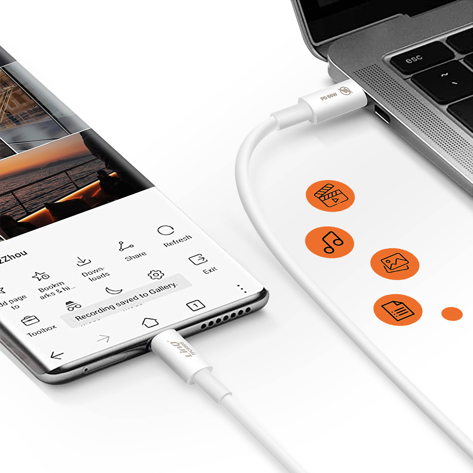 JMT Cavo di alimentazione CC portatile di tipo C, per computer portatili, 1,5 m, 65 W, da USB C maschio a DC maschio, adattatore connettore di ricarica rapida per notebook PC (DC2,5