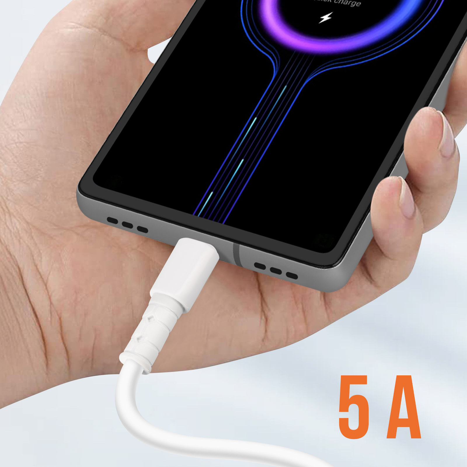 Câble USB Vers USB-C LinQ 5A Fast Charge 1.2m Blanc - Neuf - Charge Rapide Et Synchronisation