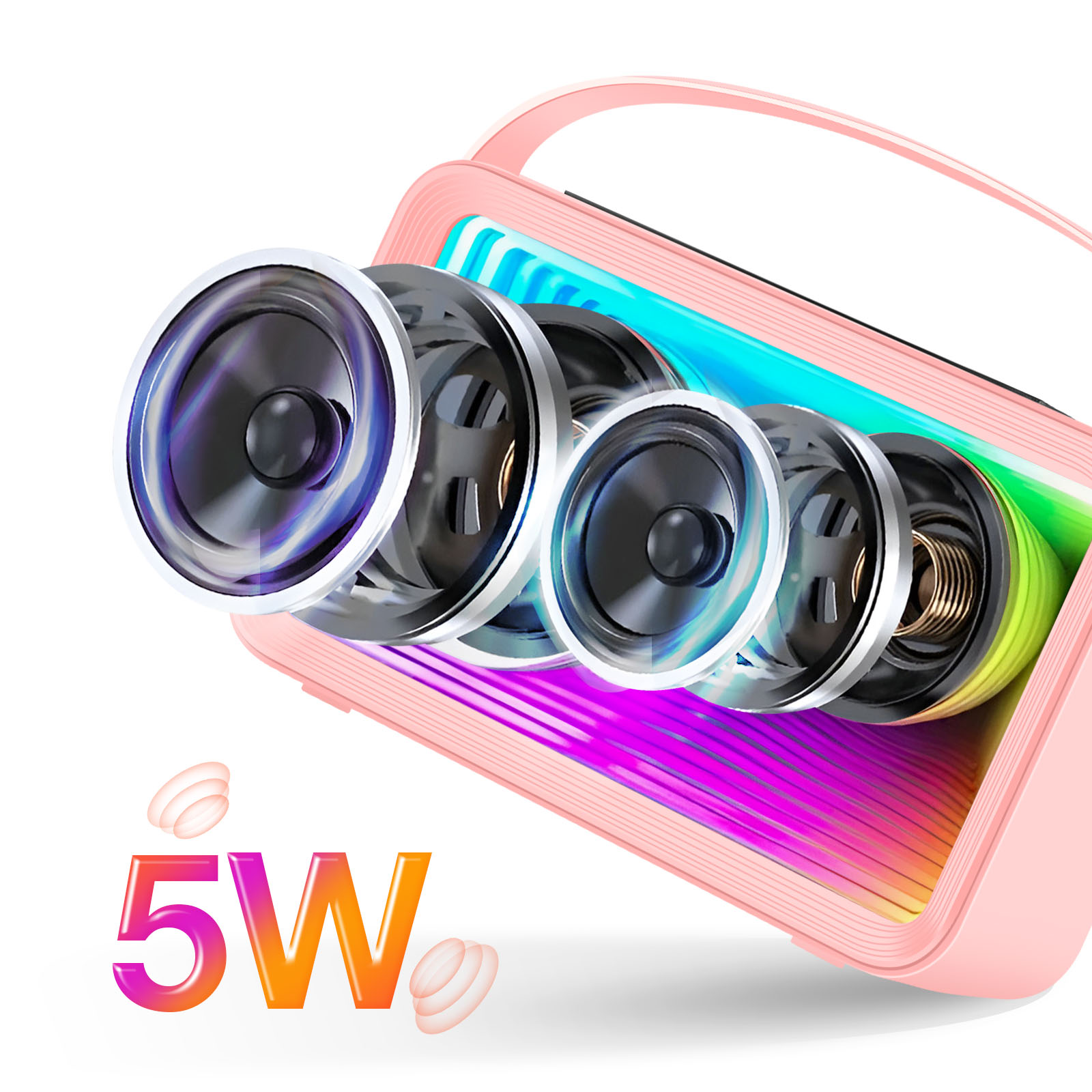 MOOOV 477357 – Enceinte Karaoké Bluetooth Avec Micro Sans Fil – 15W – Effets Lumineux RGB – Rechargeable – Carte SD Et USB