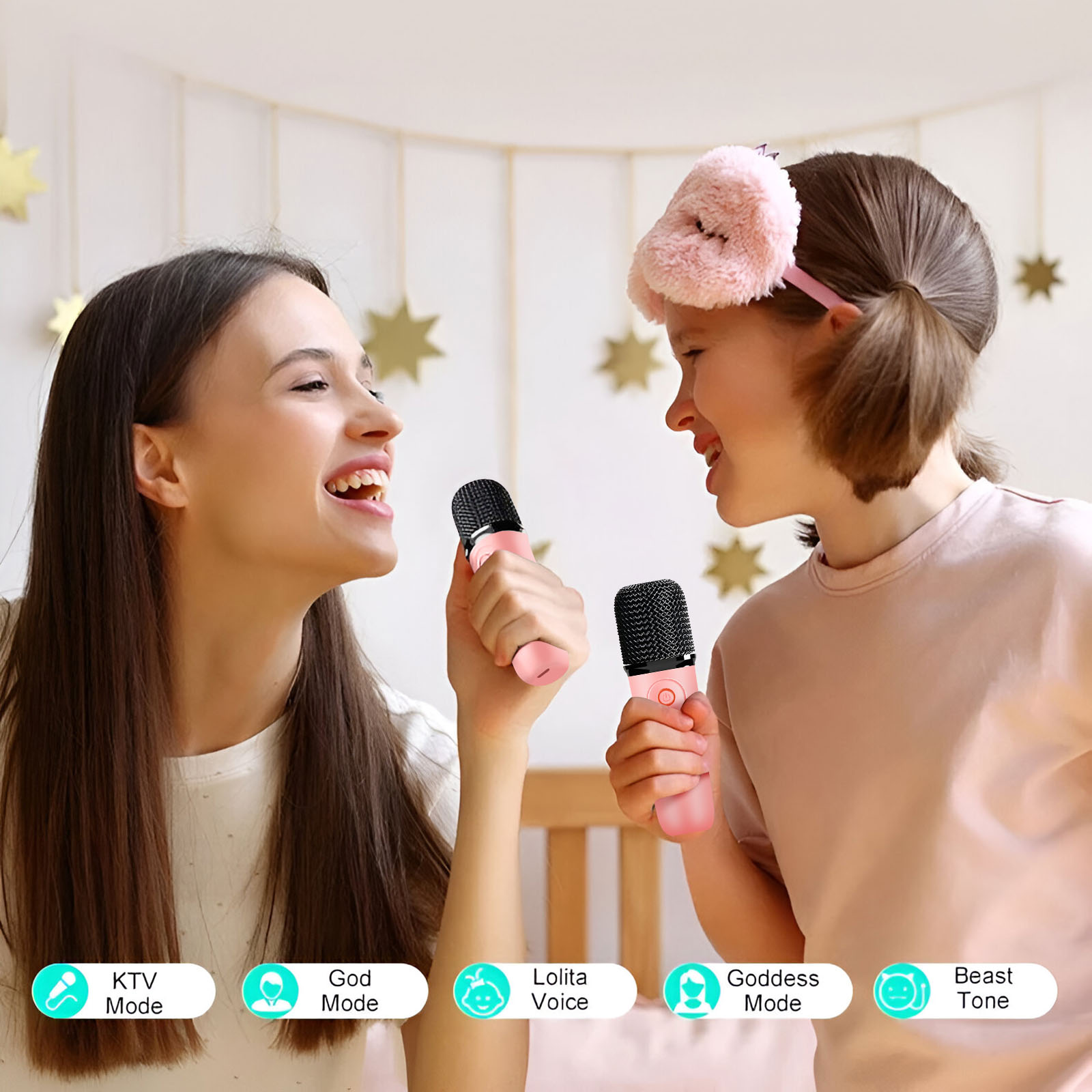 GirliGlee Micro Karaoke Enfant,Enceinte Bluetooth Enfant avec 2 Micros sans Fil,Micro Enfant pour Chanter, Idée Cadeau Fille 3 4 5 6 7 8 9 Ans Anniversaire,Jouet Frozen