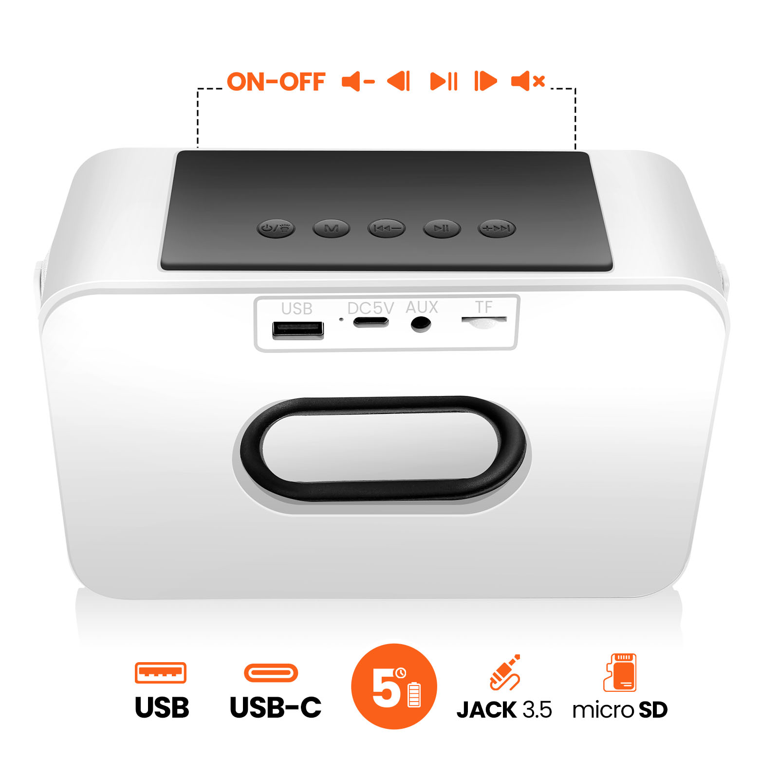 Mini Machine Karaoké Portable Avec Micro Sans Fil - Bluetooth, Blanc | Neuf