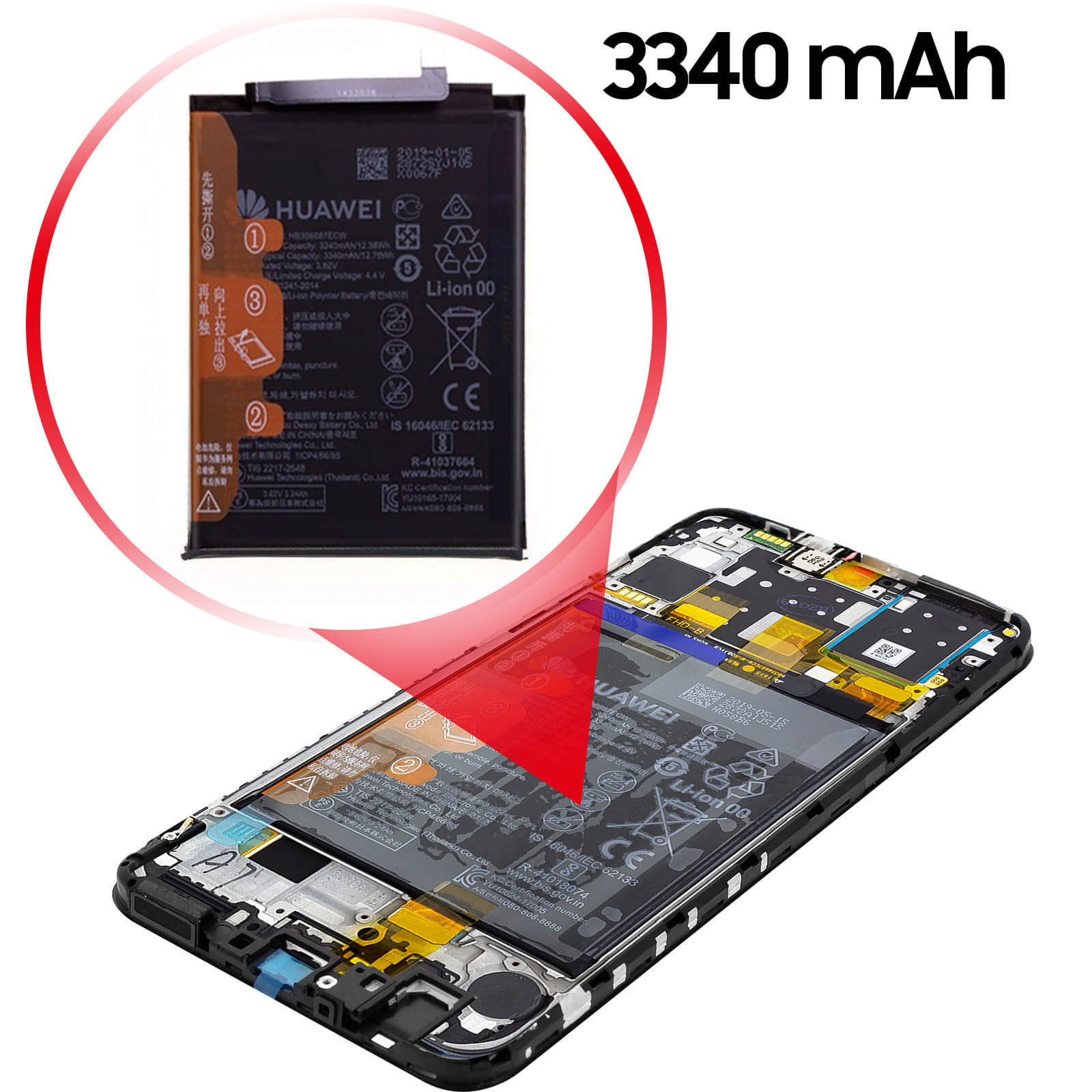 BEZ® Coque pour Huawei P30 Lite, Etui Housse pour Huawei P30 Lite en Cuir Premium Flip Case