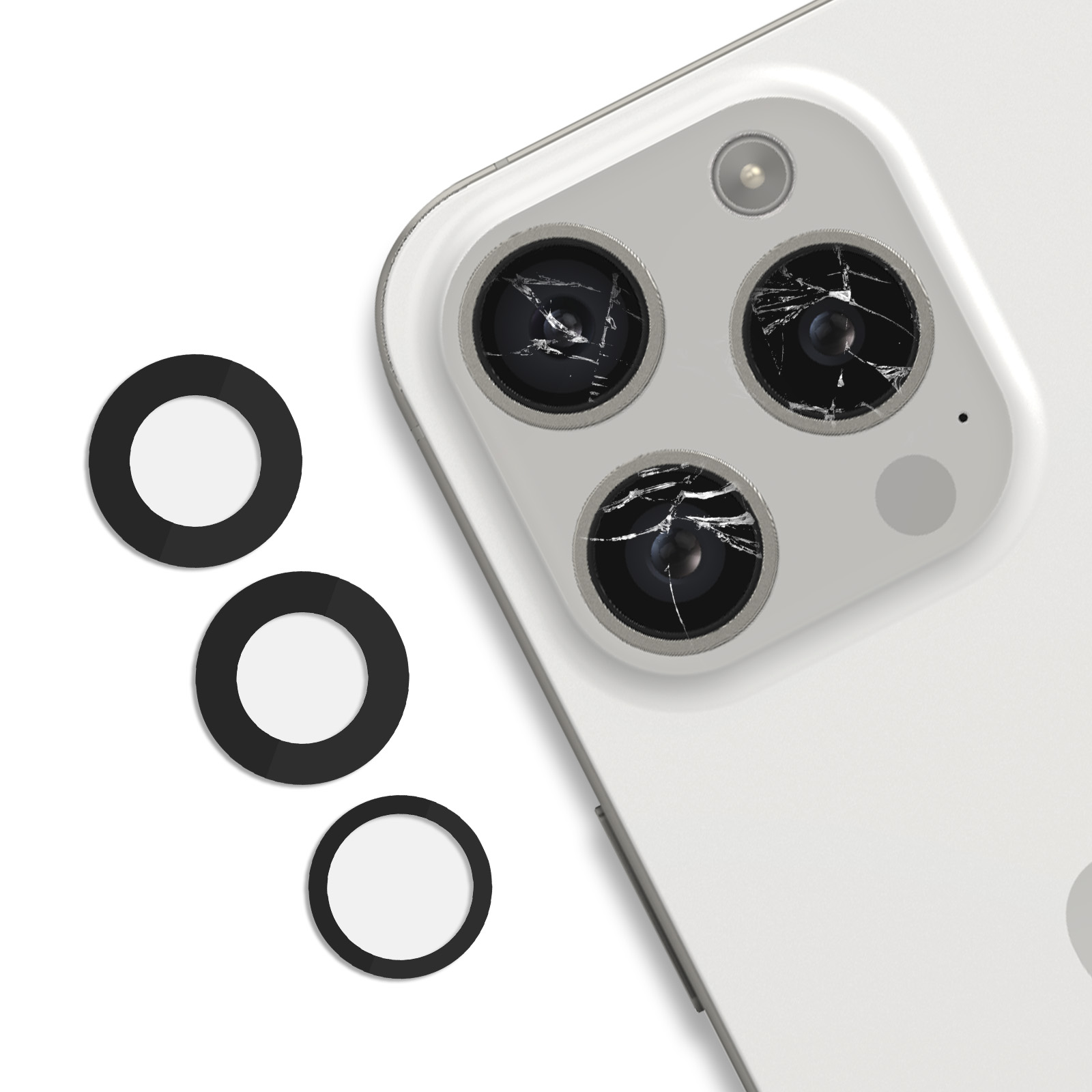 Vetro Per Fotocamera Posteriore Compatibile Con IPhone 15 Pro Max Parte Di Ricambio Per Obiettivo Posteriore (set Da 3 Pezzi