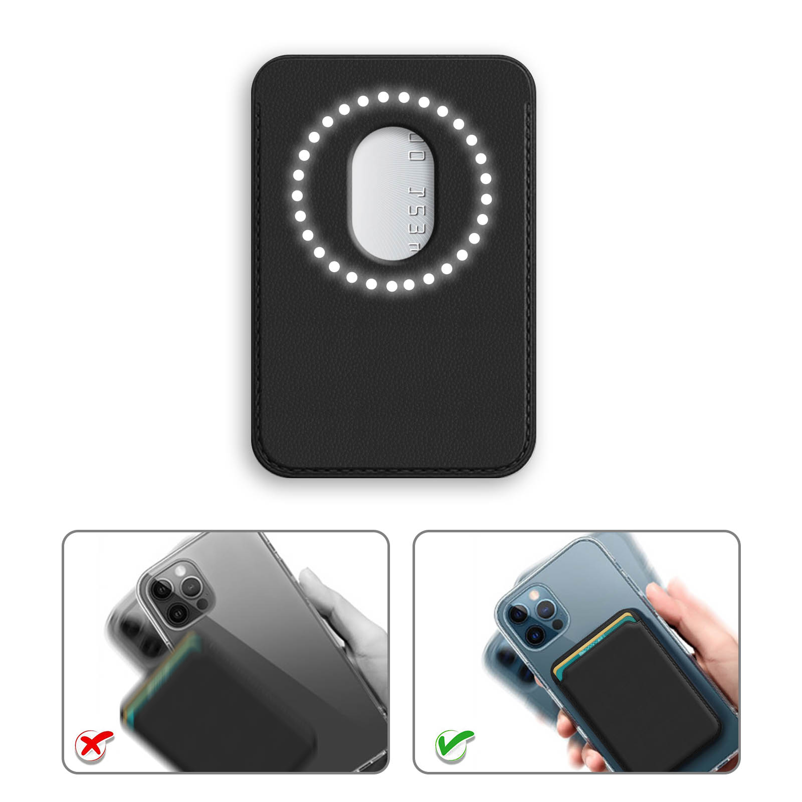 XIXKOLYU® Porta Carte Magnetiche per Apple MagSafe - Portafoglio in Pelle per iPhone 12/13/14, 6 Carte, Verde