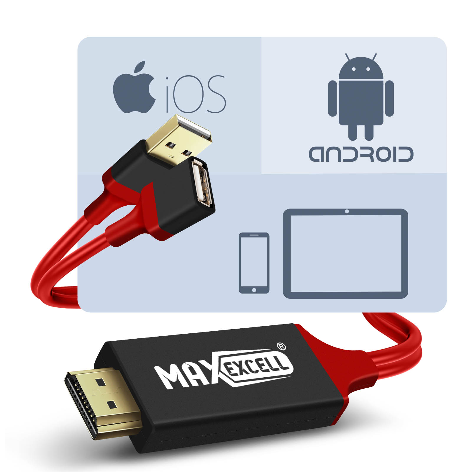Câble Adaptateur USB Femelle Vers HDMI - 1 Mètre - Pour Connecter Smartphone Ou Tablette à TV/moniteur