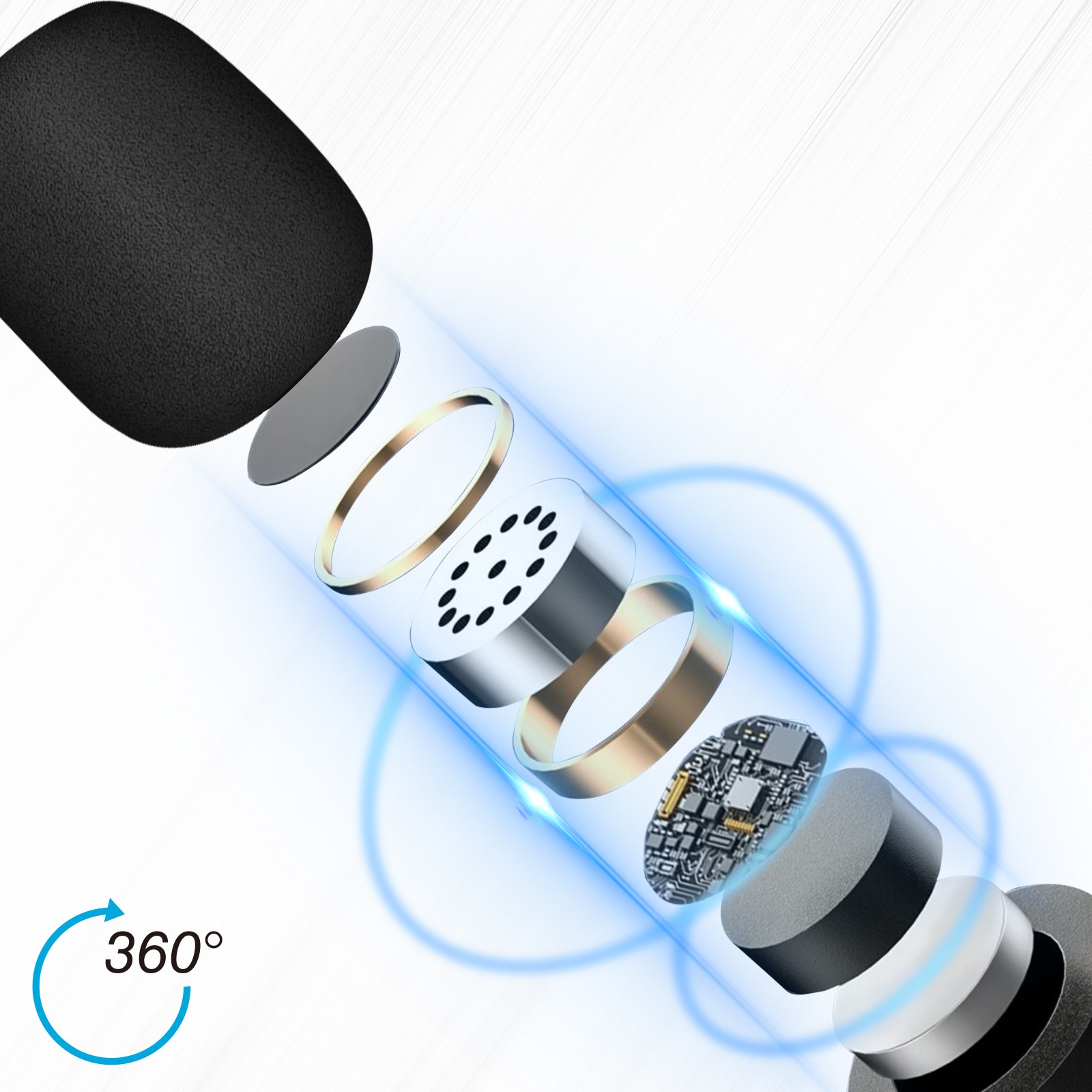 Microfono Lavalier Wireless Per IOS E Android, 45H Di Autonomia, 2 Mic