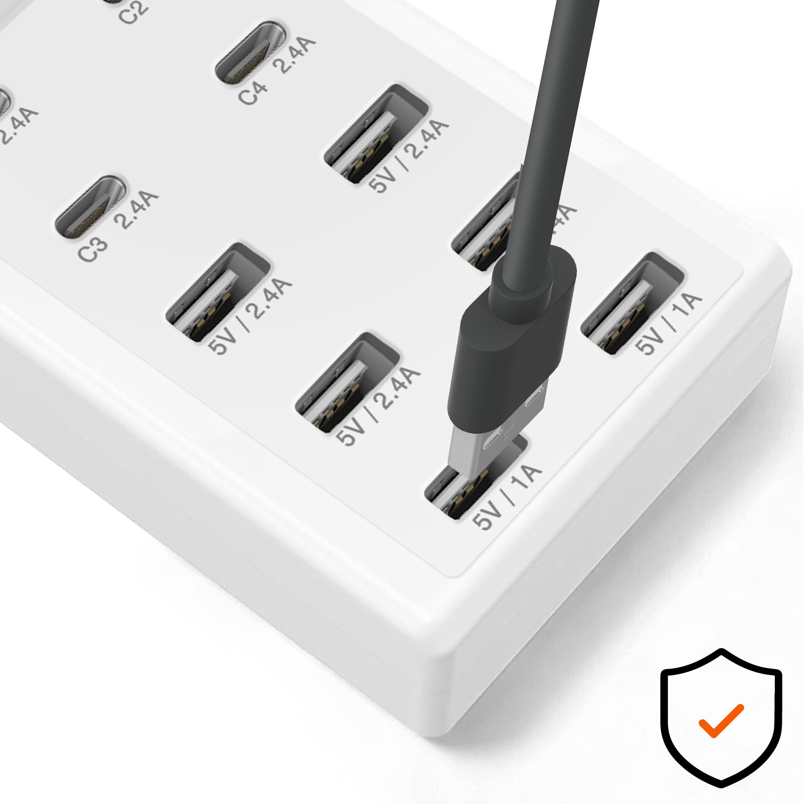 Chargeur FORCE POWER 45W USB-A et USB-C PowerDelivery Blanc