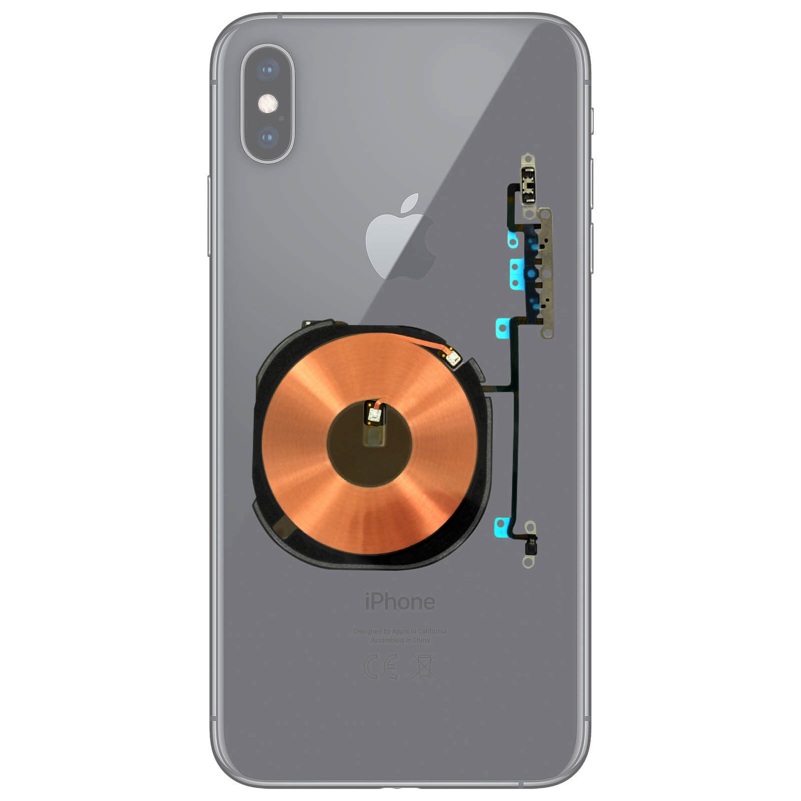Nappe Charge Induction QI + Volume / Vibreur p. Apple iPhone XS Max - Français