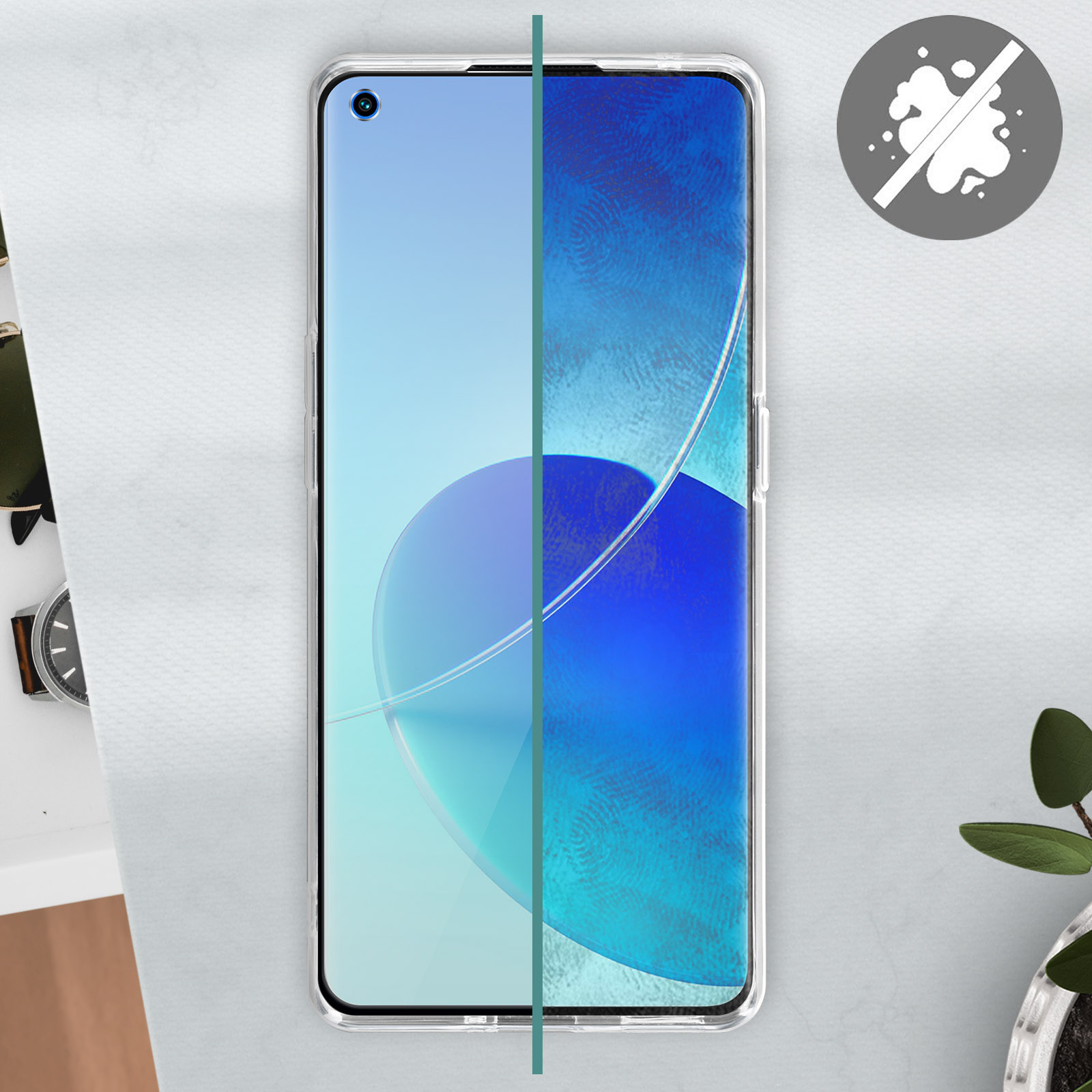 WEIOU Cover per OPPO Reno 6 Pro 5G (Reno6 Pro 5G) + 2 Vetro Temperato, TPU Silicone e PC Antiurto Custodia, Antiscivolo Protettiva Case Bumper con 360° Girevole Anello, Nero