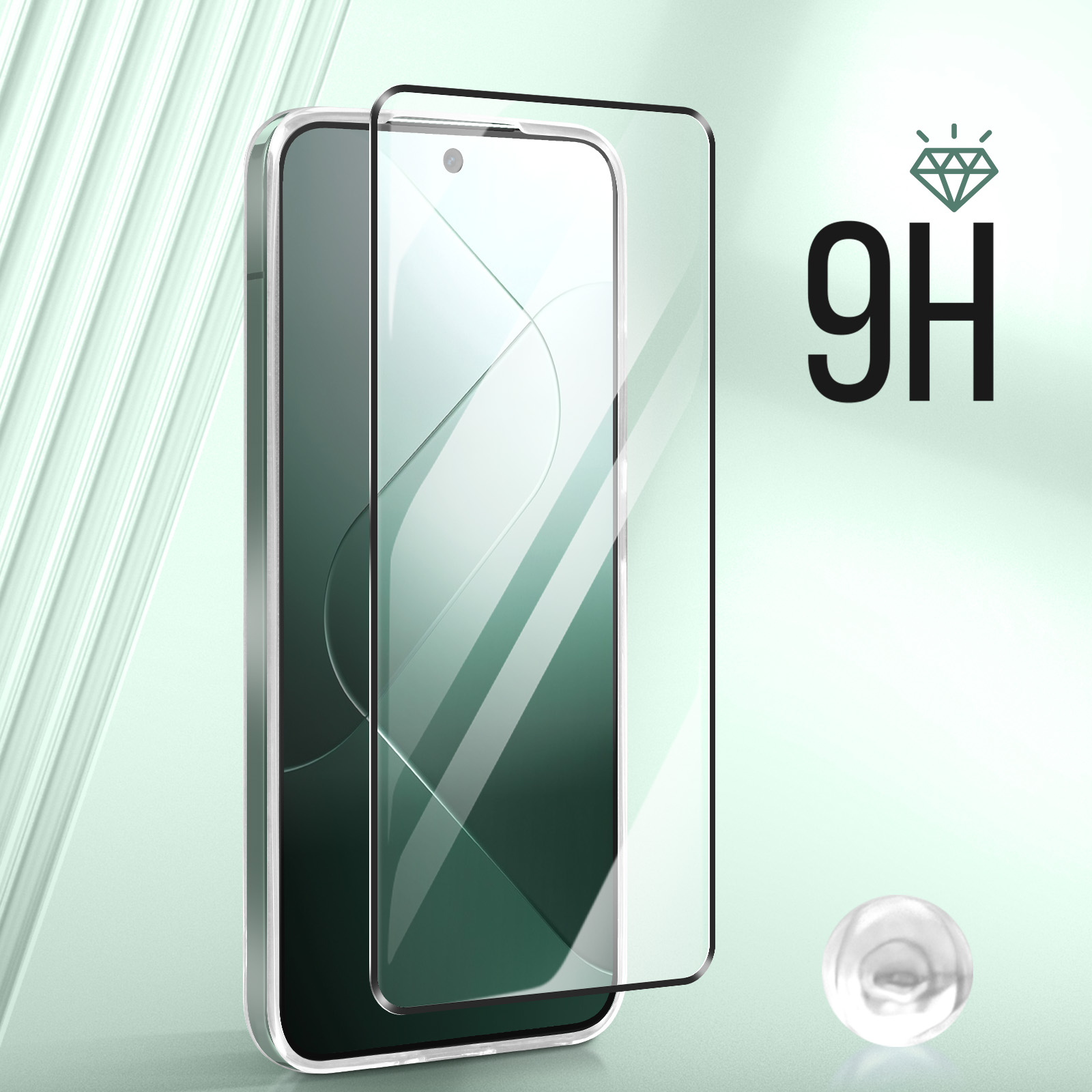 BUNAL Custodia Per Xiaomi 14 Con Vetro Temperato, Cover In Silicone TPU Morbida Antiscivolo Con Motivo Floreale, Protezione Completa