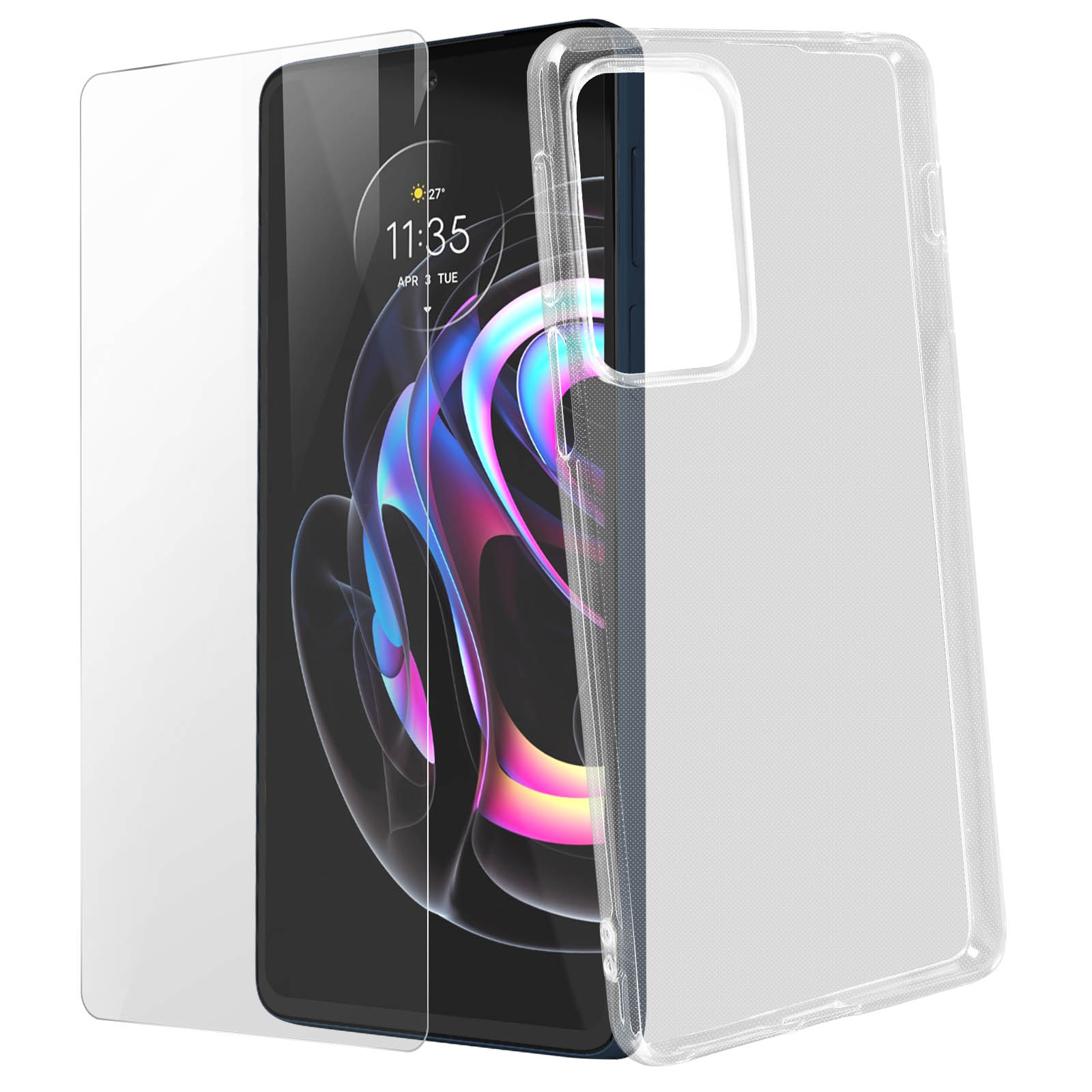 ESTH® Trasparente Cover per Motorola Edge 20 Pro Custodia in silicone a Antiurto 360°, Caso Protettivo Antineve e Antipolvere Senza Protezione per lo