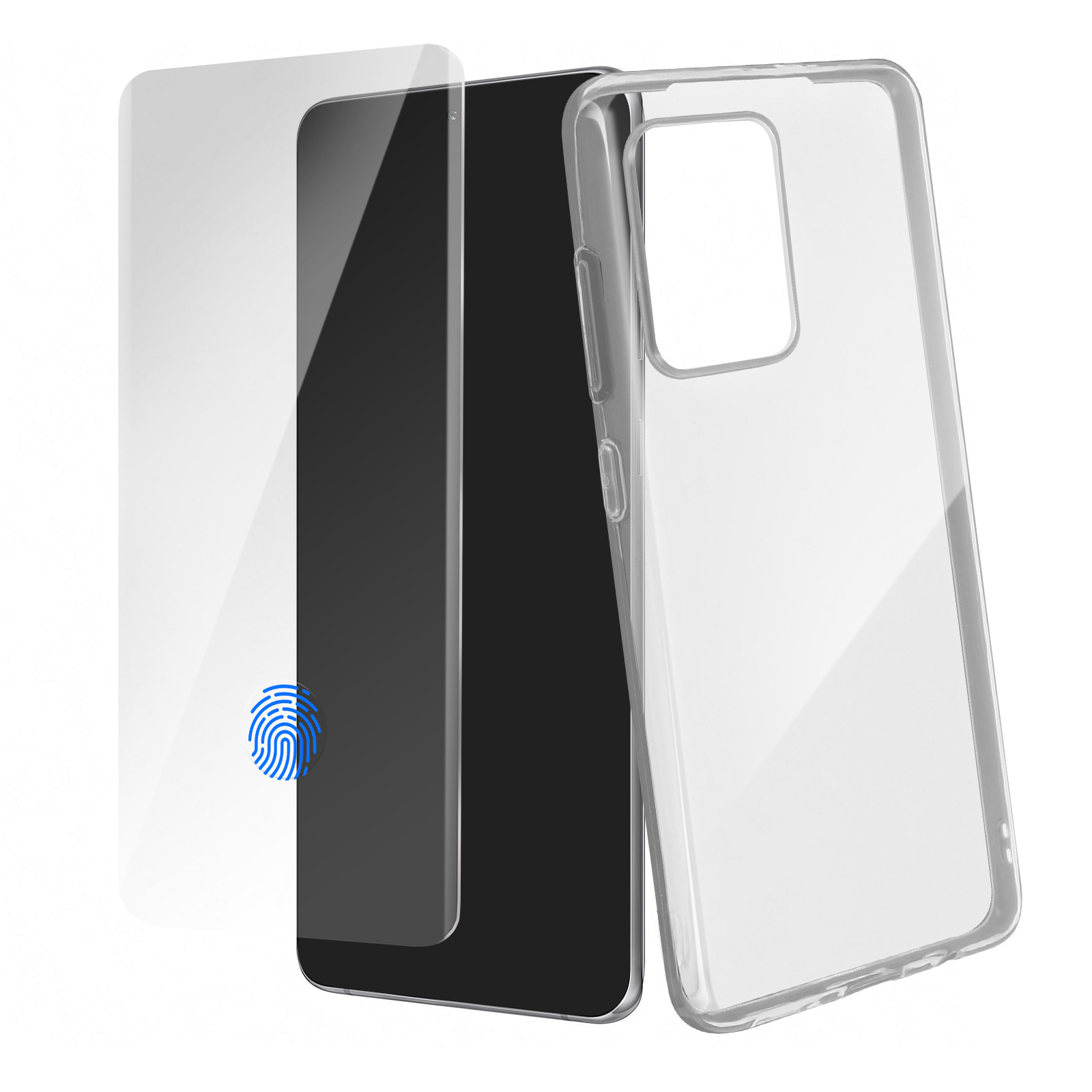 KJYF Custodia Cover per ZTE Blade L220 + Vetro Temperato, Transparent