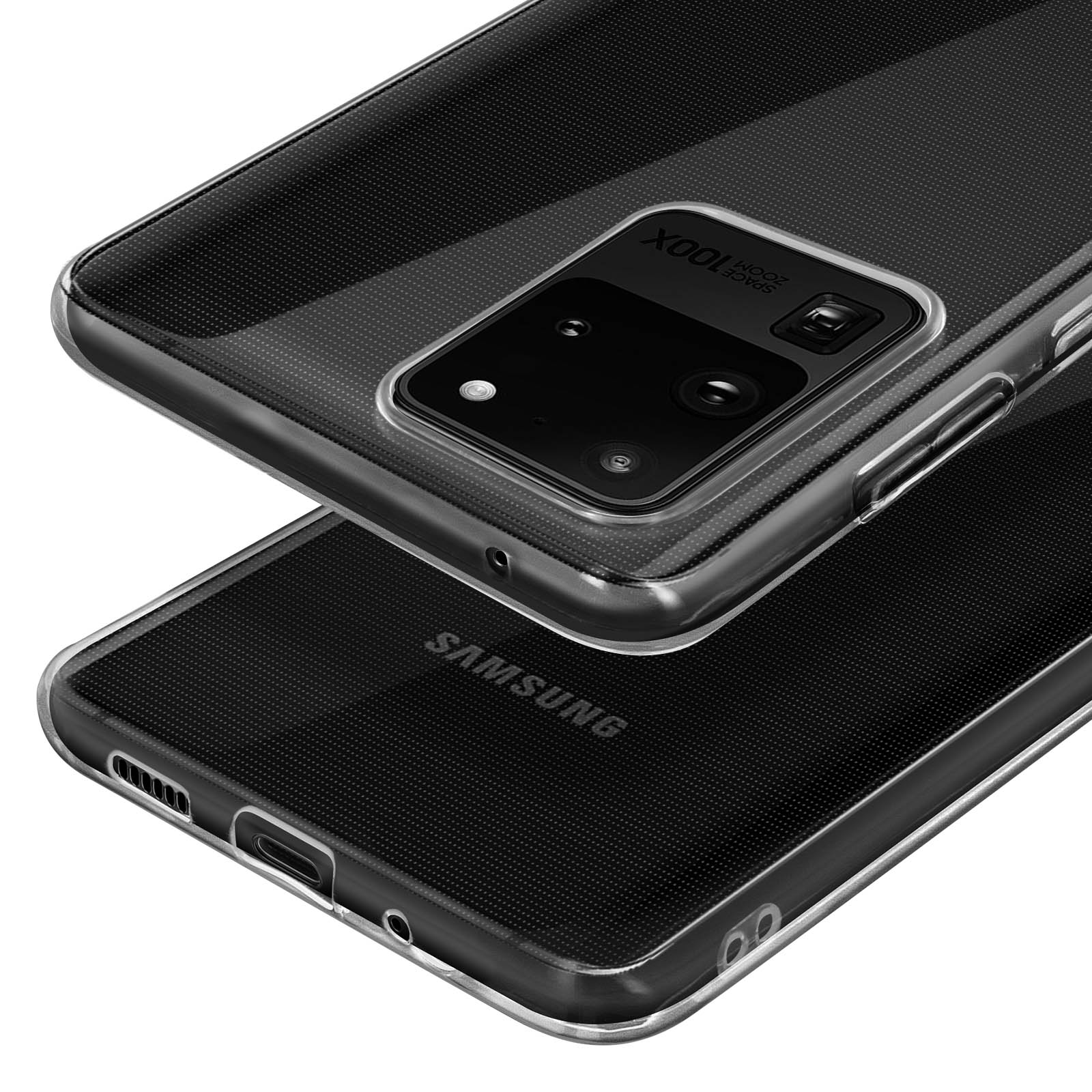 NEW'C Cover per Samsung Galaxy S20 FE in silicone custodia ultra sottile nero e 2× vetro