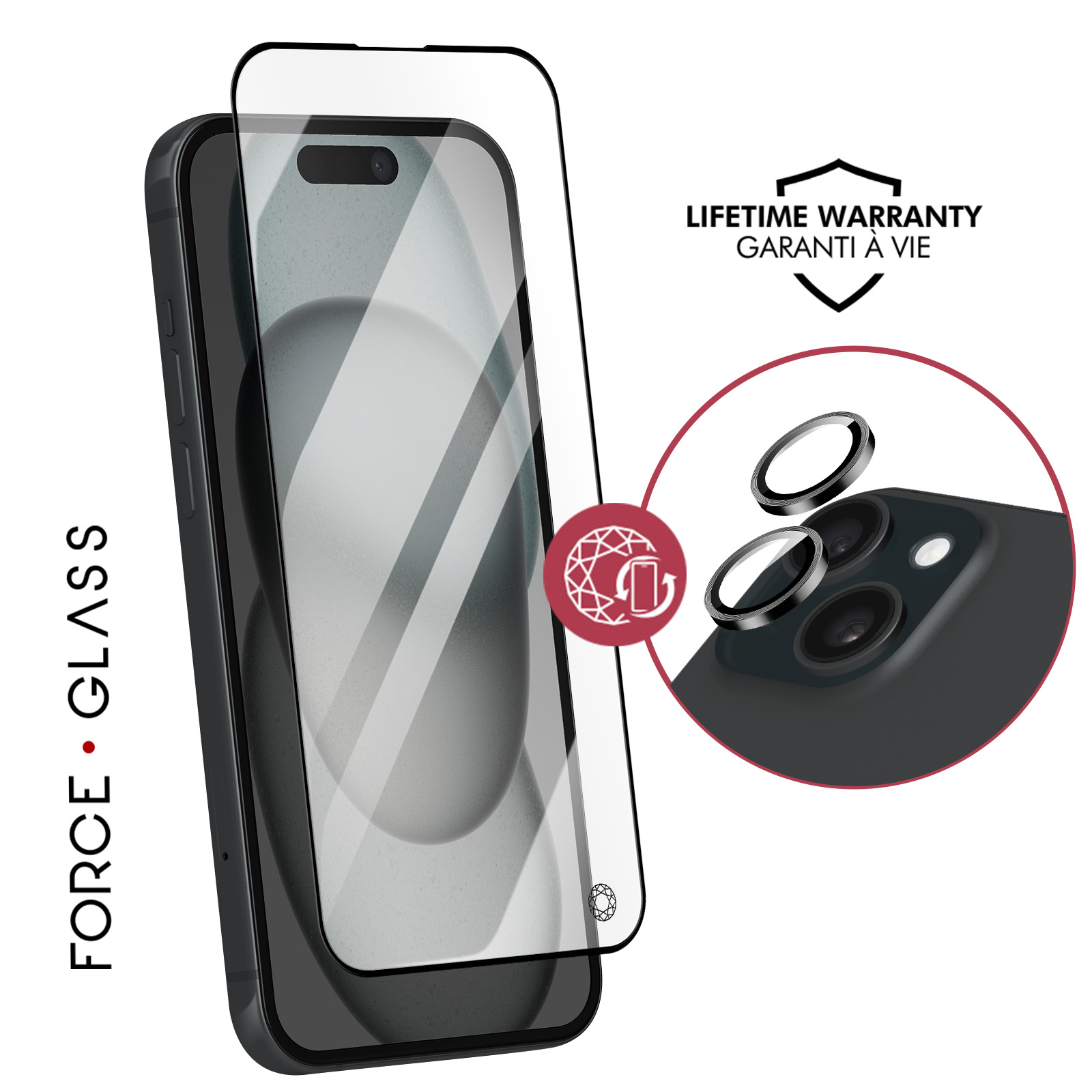 Force Glass, Proteggischermo per iPhone 13/13 Pro/14