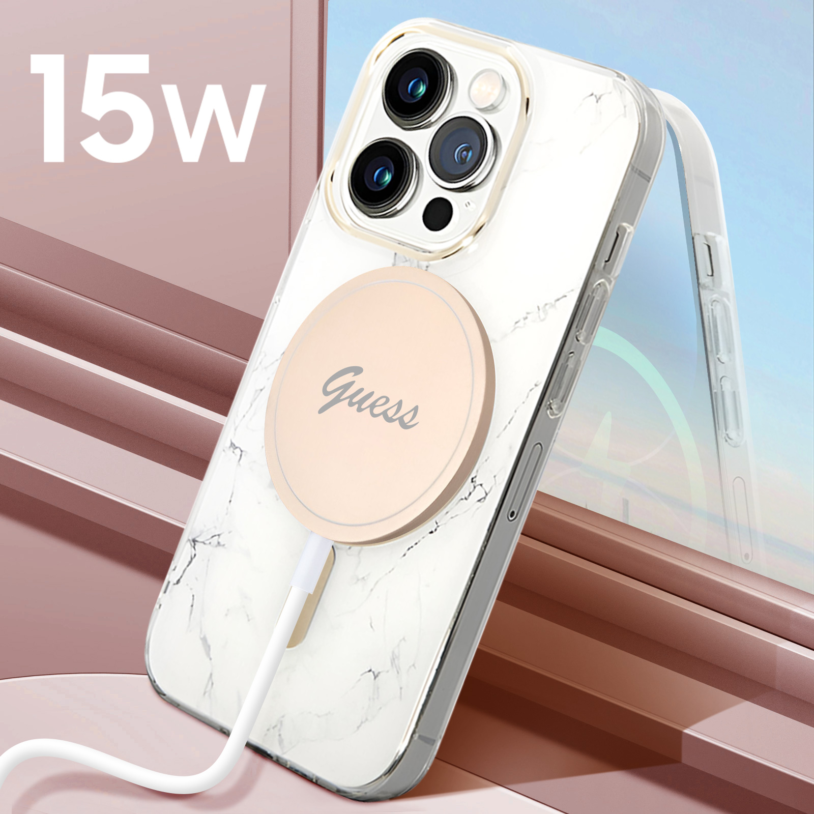 GUESS - Cover Iphone 11 Pro Licencia Mármol Blanco