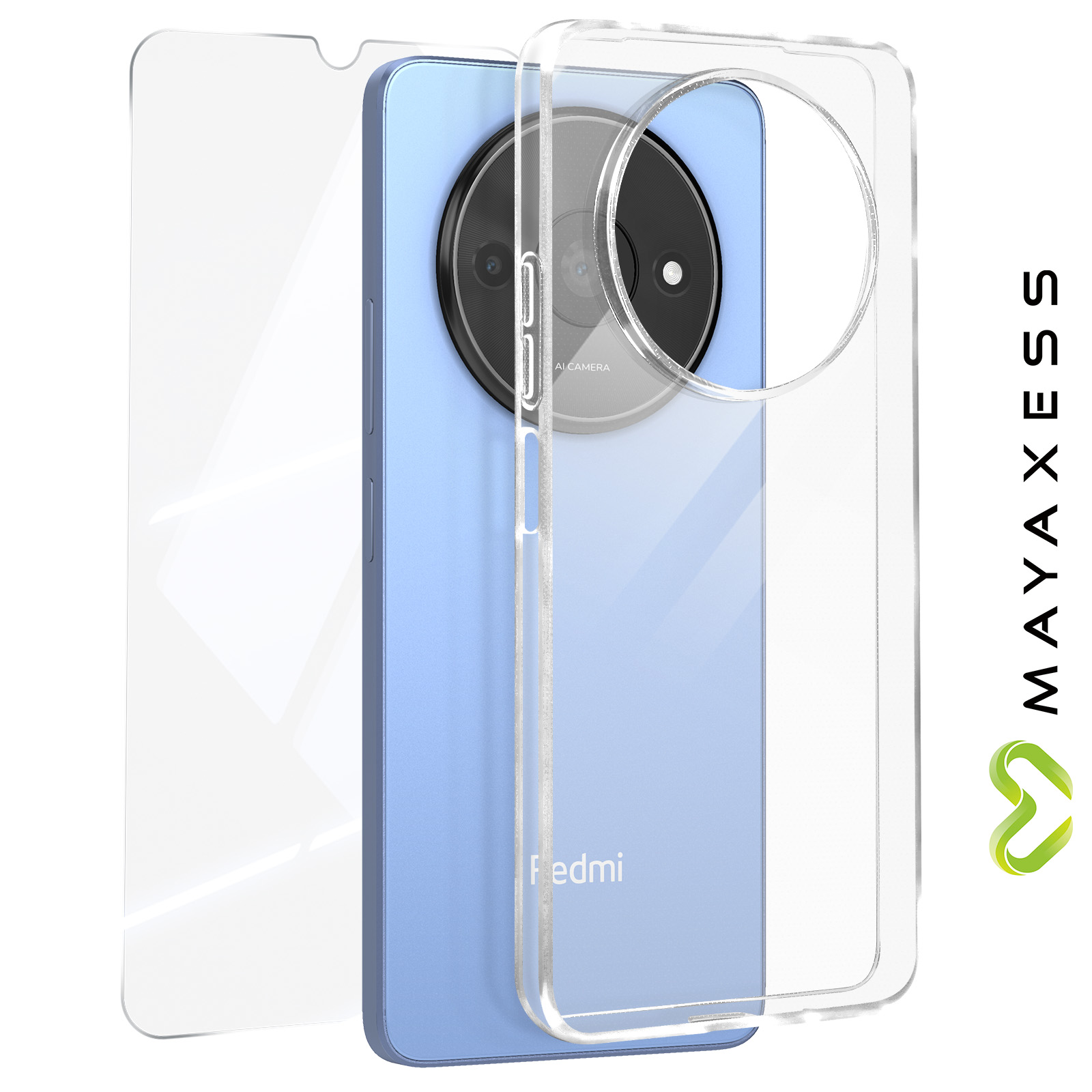 Cover Trasparente Per Xiaomi Redmi A3 In TPU Morbido + 2 Pezzi Vetro Temperato – Protezione Completa - 2