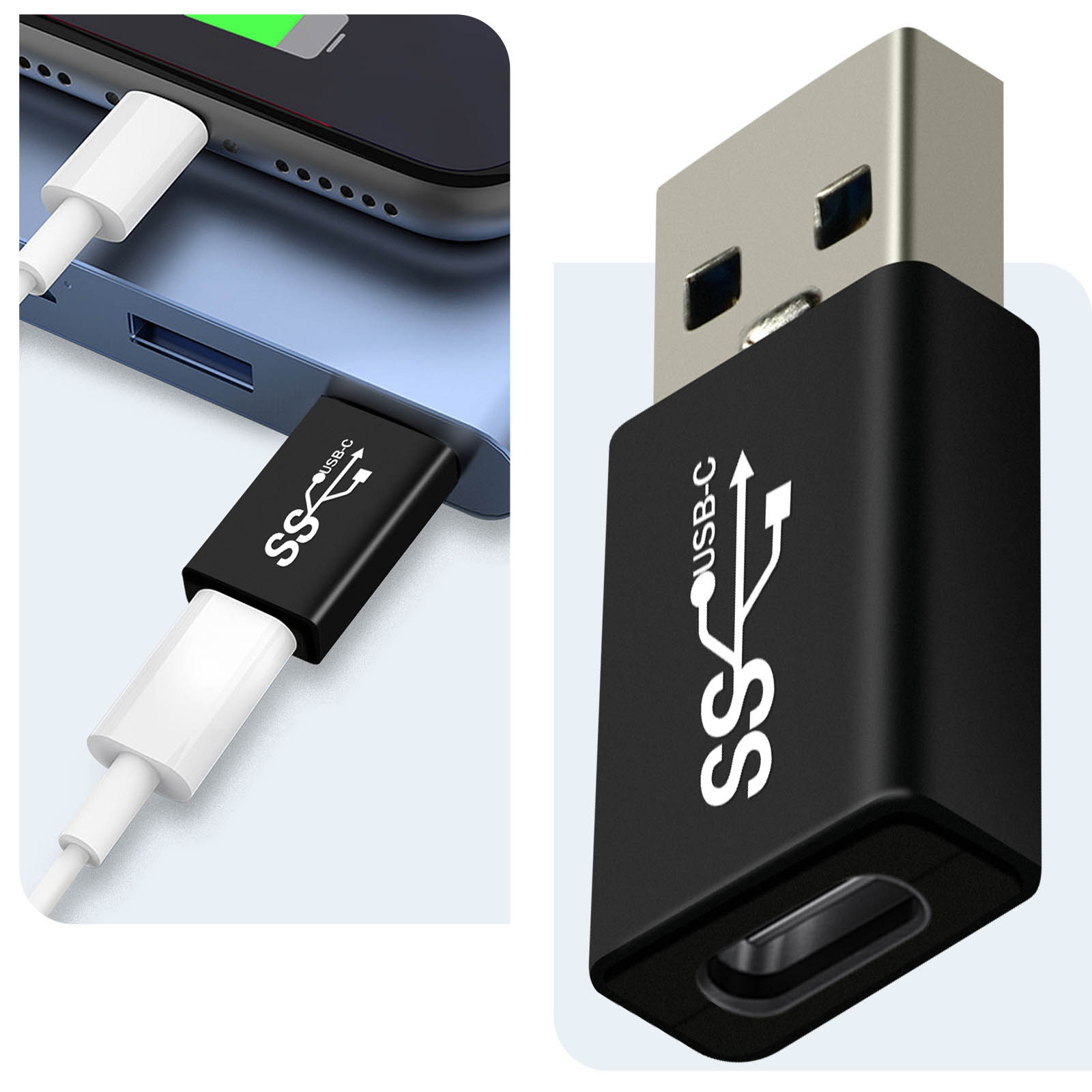 Adattatore USB-C Maschio A USB-A Femmina In Metallo - 5Gbps, Ricarica 15W, Plug & Play