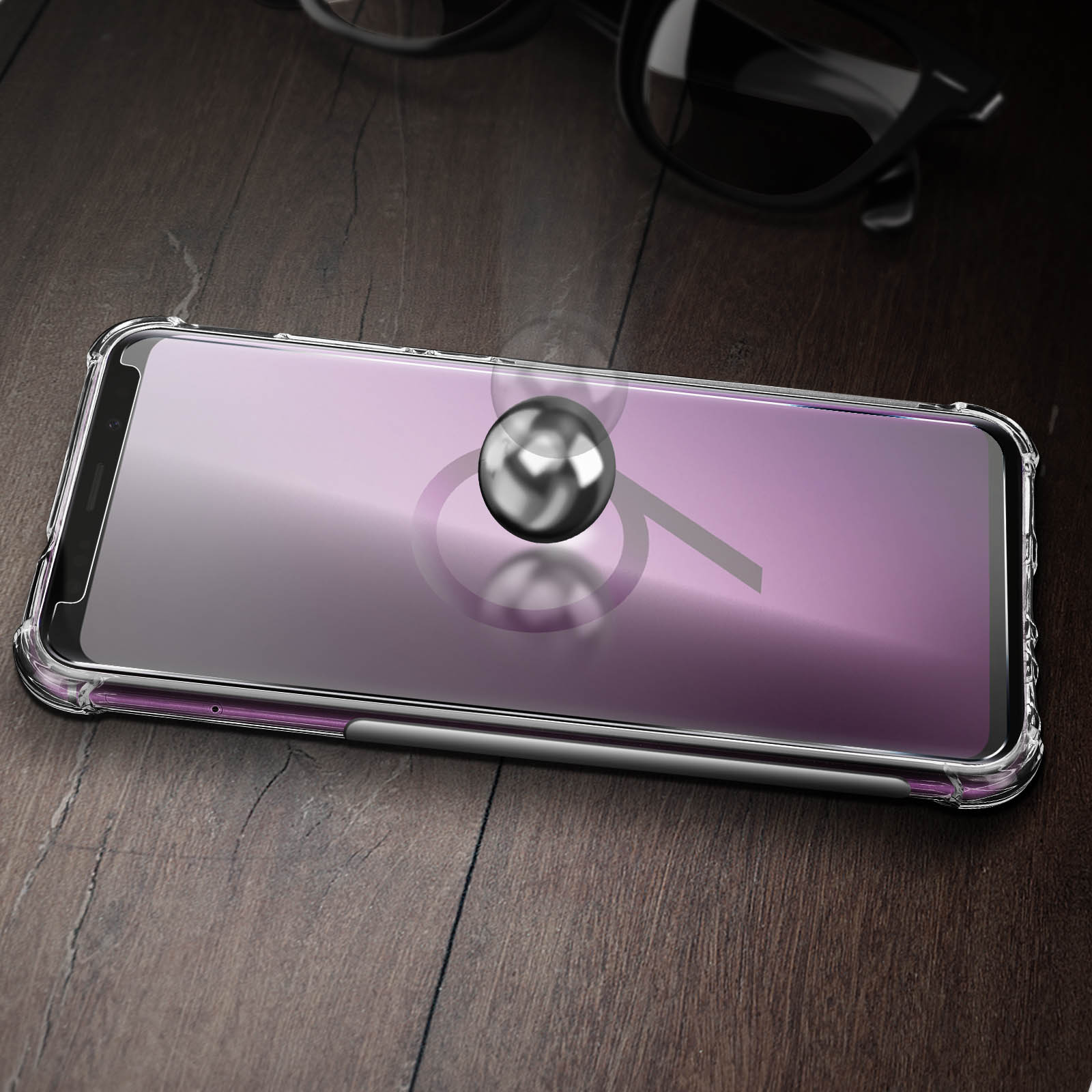 Compatibile con Samsung Galaxy S9 Plus Custodia a portafoglio in vetro temperato Proteggi schermo con cerniera in pelle Flip Cover porta carte di credito Stand Accessori per Glaxay S9+ 9S 9+ S