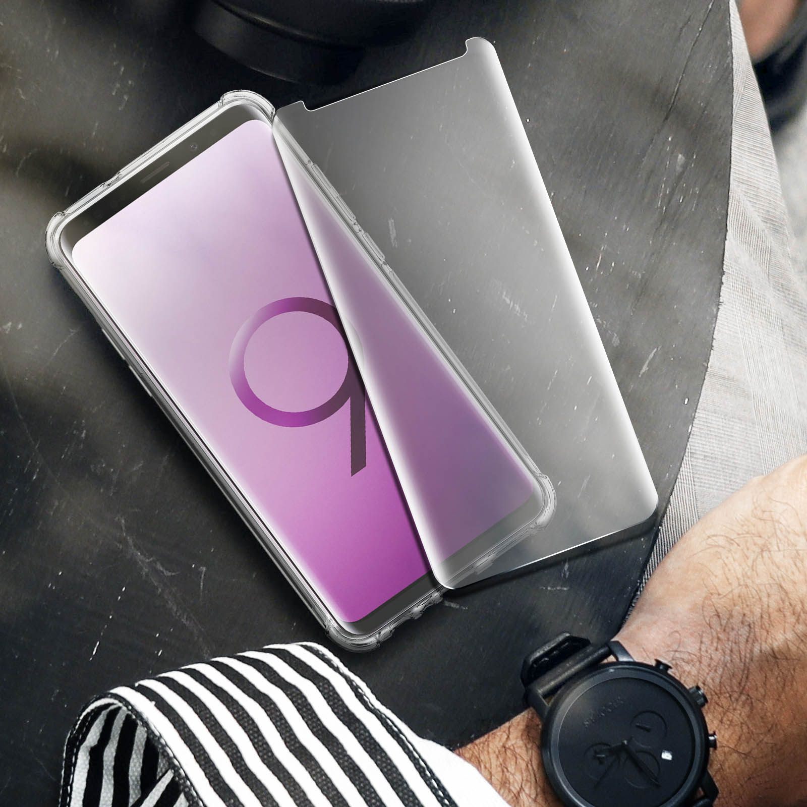 Celly Vetro Temperato 3D Per Galaxy S9 Plus - Protezione Schermo Trasparente Anti-Impronta - copertina