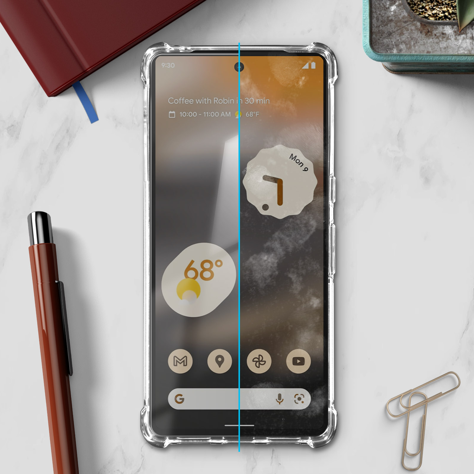 BOKYAS Custodia Antiurto Per Google Pixel 6a Con Protezione Display Integrata - Cover Ibrida 360° Trasparente E Nera