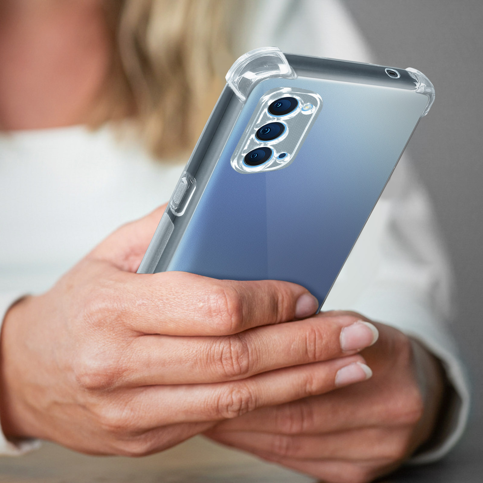 Kit Protettivo per Oppo Reno 5 5G e Find X3 Lite: Cover Flessibile Antiurto + Vetro Temperato, Premium - Trasparente - Italiano