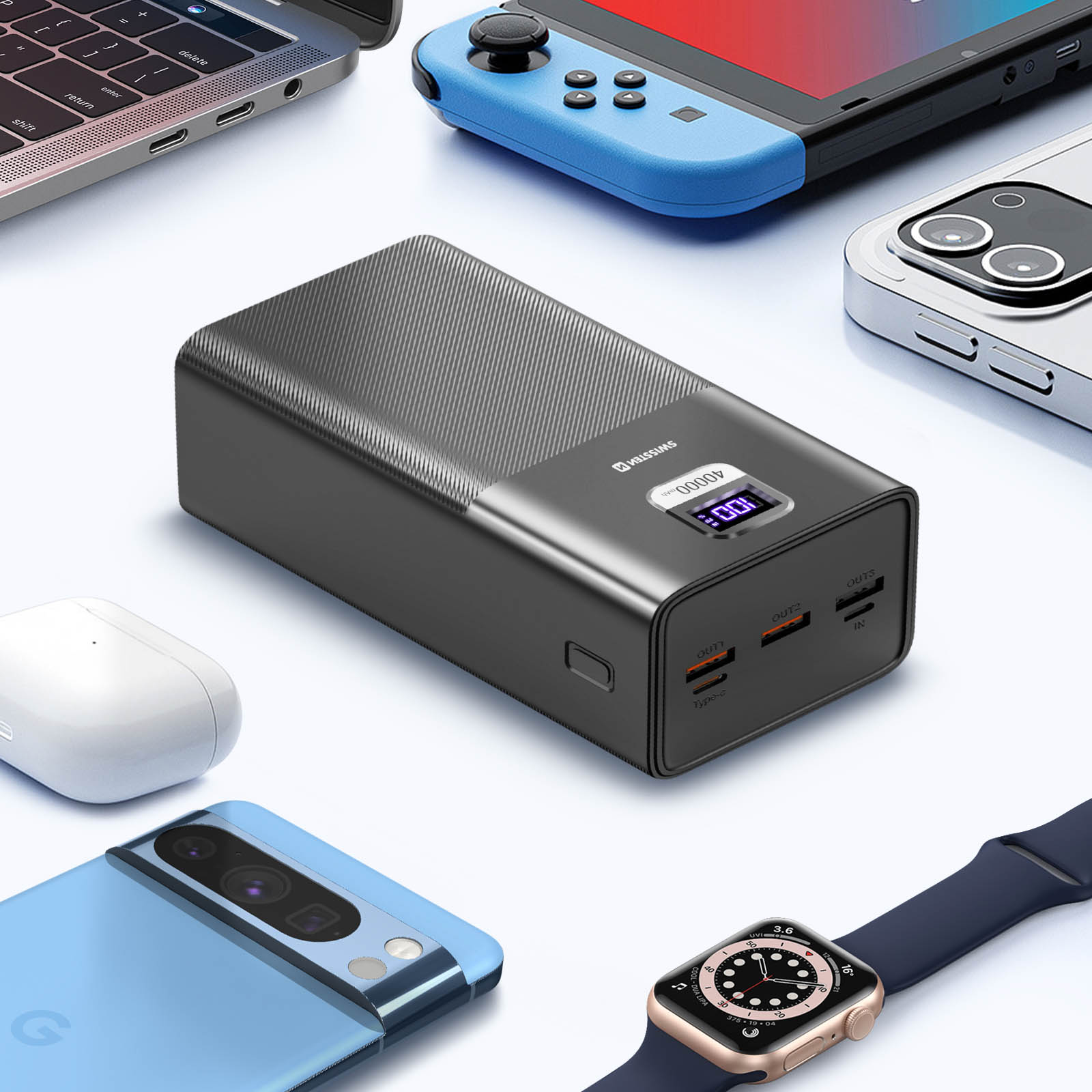 Batteria 18400mAh 7.4V Per Gilet Riscaldante, Power Bank Con USB E Type-C, Fino A 10 Ore Di Calore, Indicatore LED